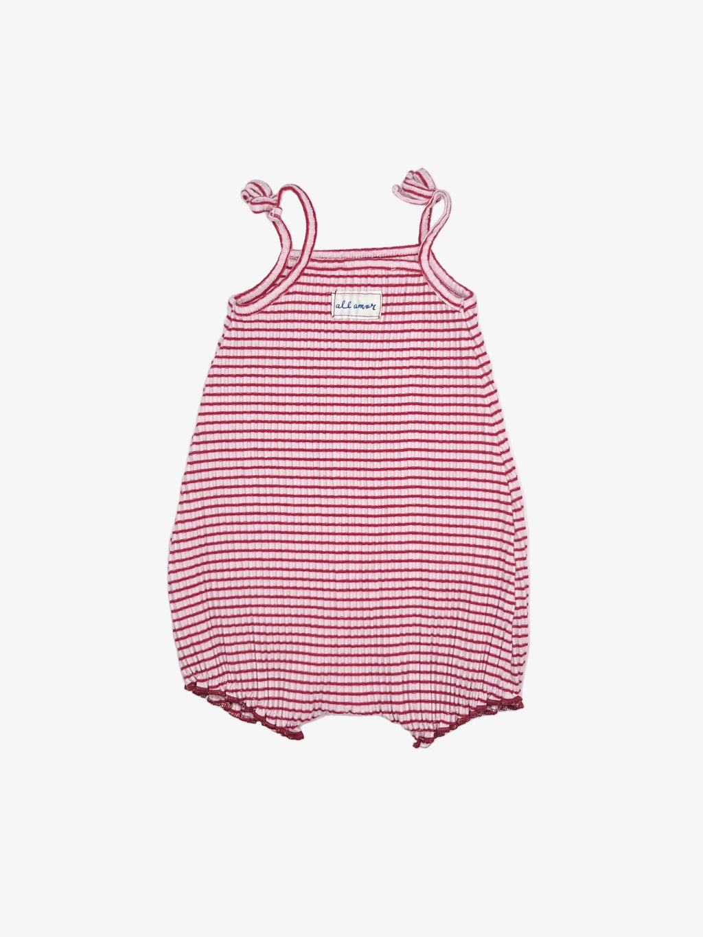 Zara - Striped Romper with Flocked Heart (Size 6–9 months)