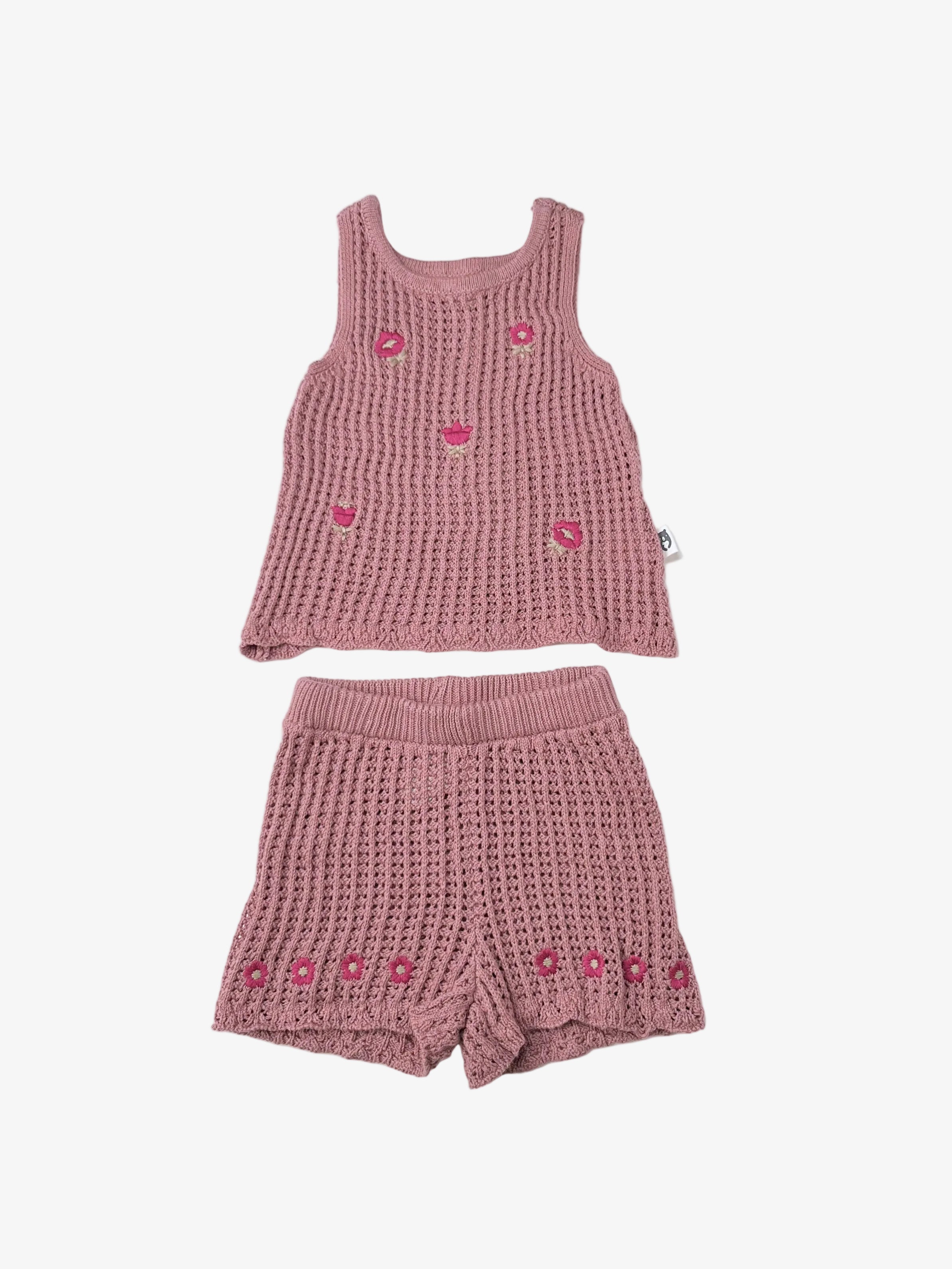 Rabbit & Bear Organic – Knitted Top & Shorts Set (Size 24 months, New)