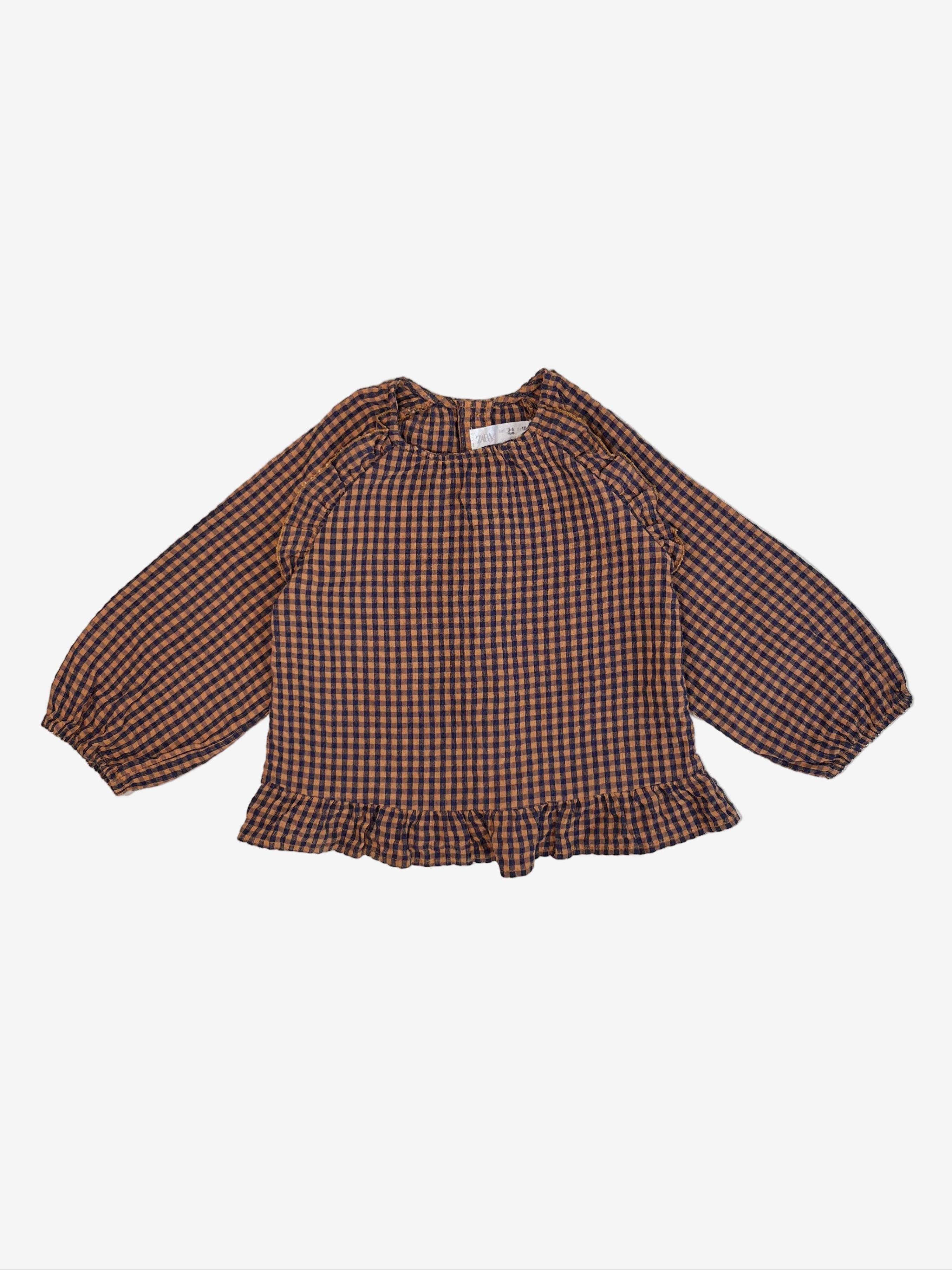 Zara Checkered Top – Size 3–4 Years
