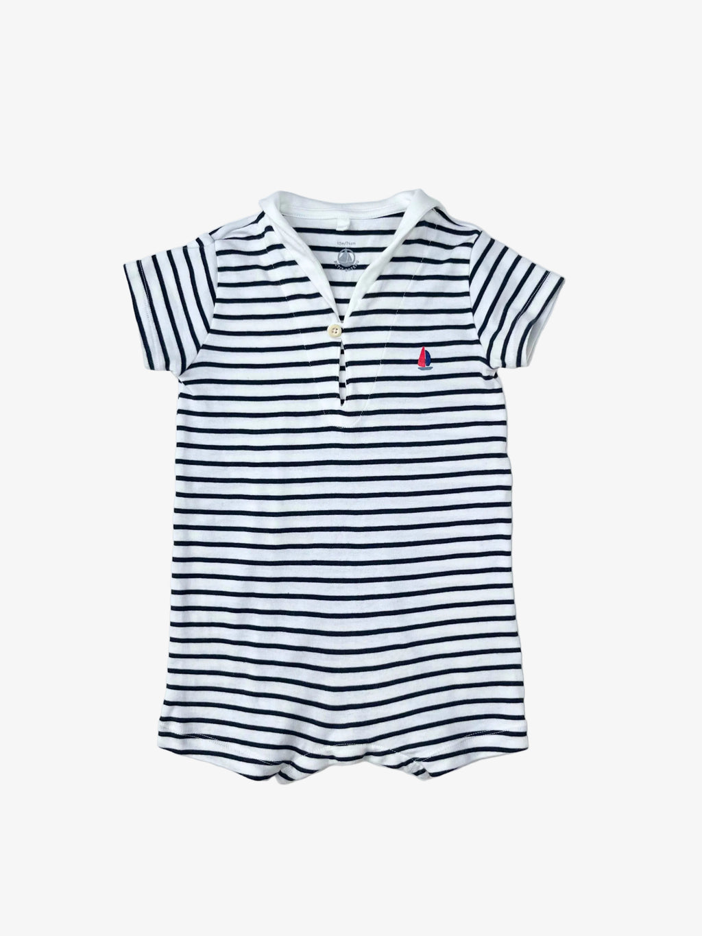 Petit Bateau – Short-Sleeve Romper (Size 12 months / 74 cm, runs small)