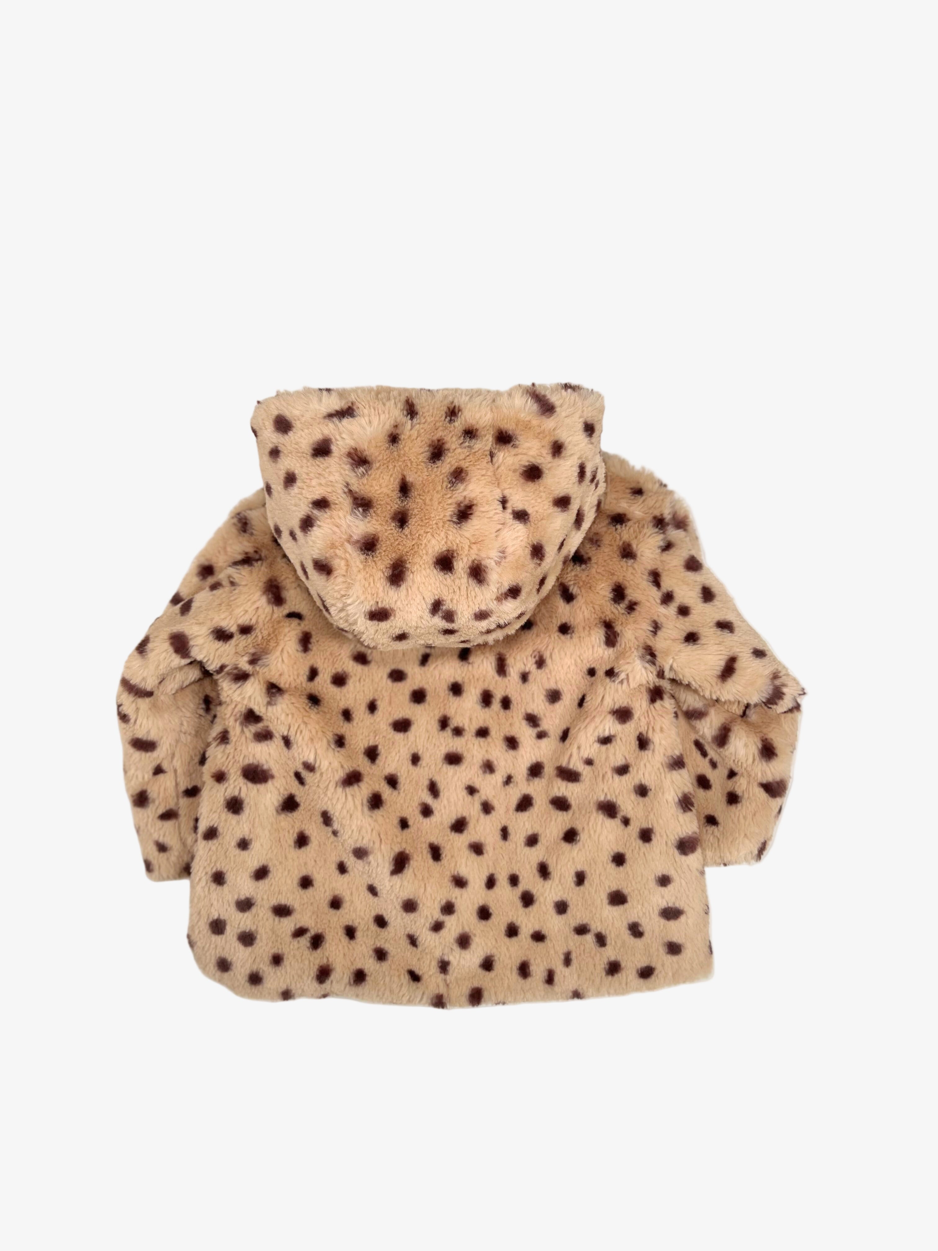 Zara – Faux Fur Leopard Print Jacket (Size 18–24 months, runs big)