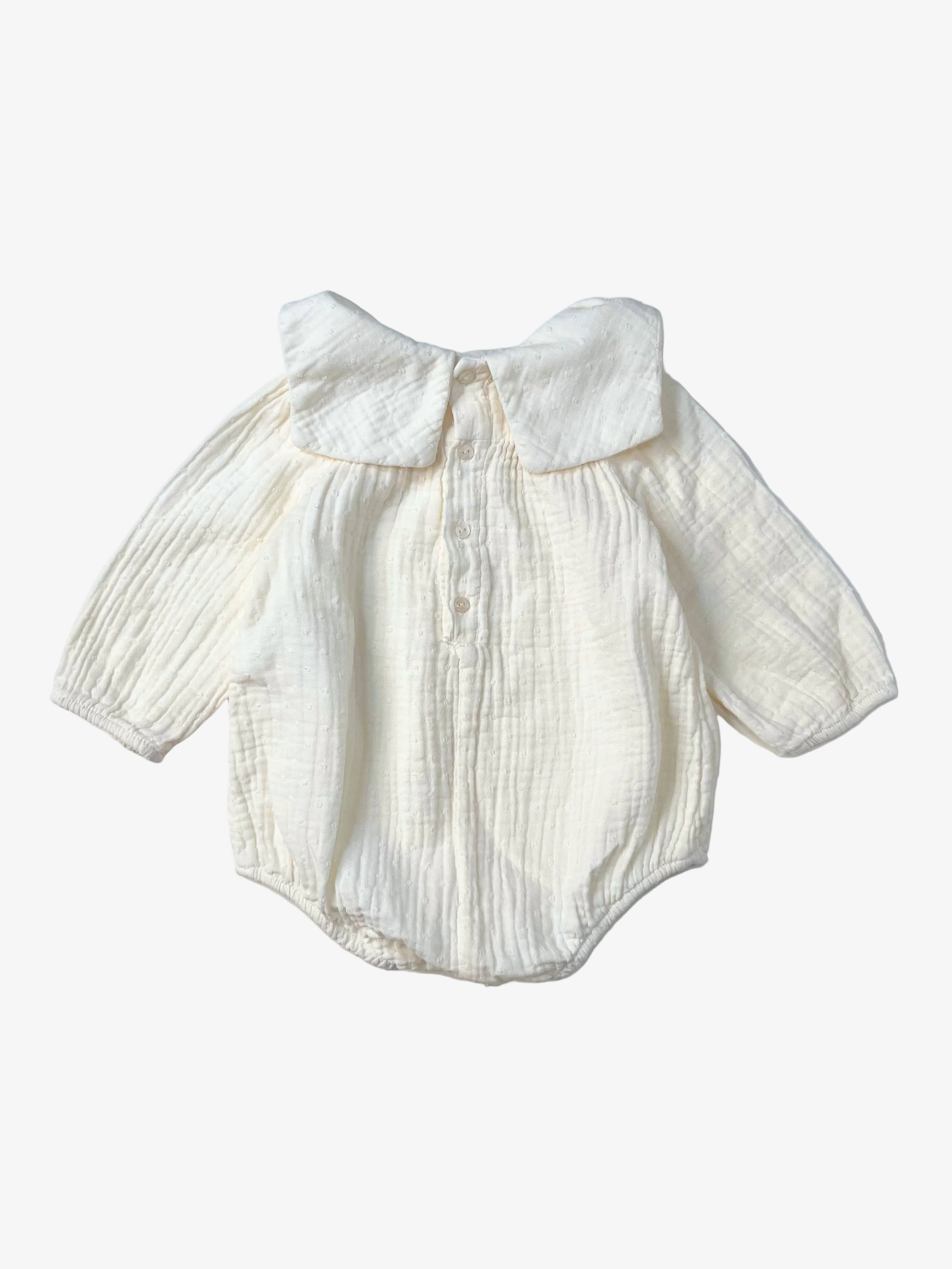 Zara – Muslin Romper with Big Collar (Size 6–9 months)