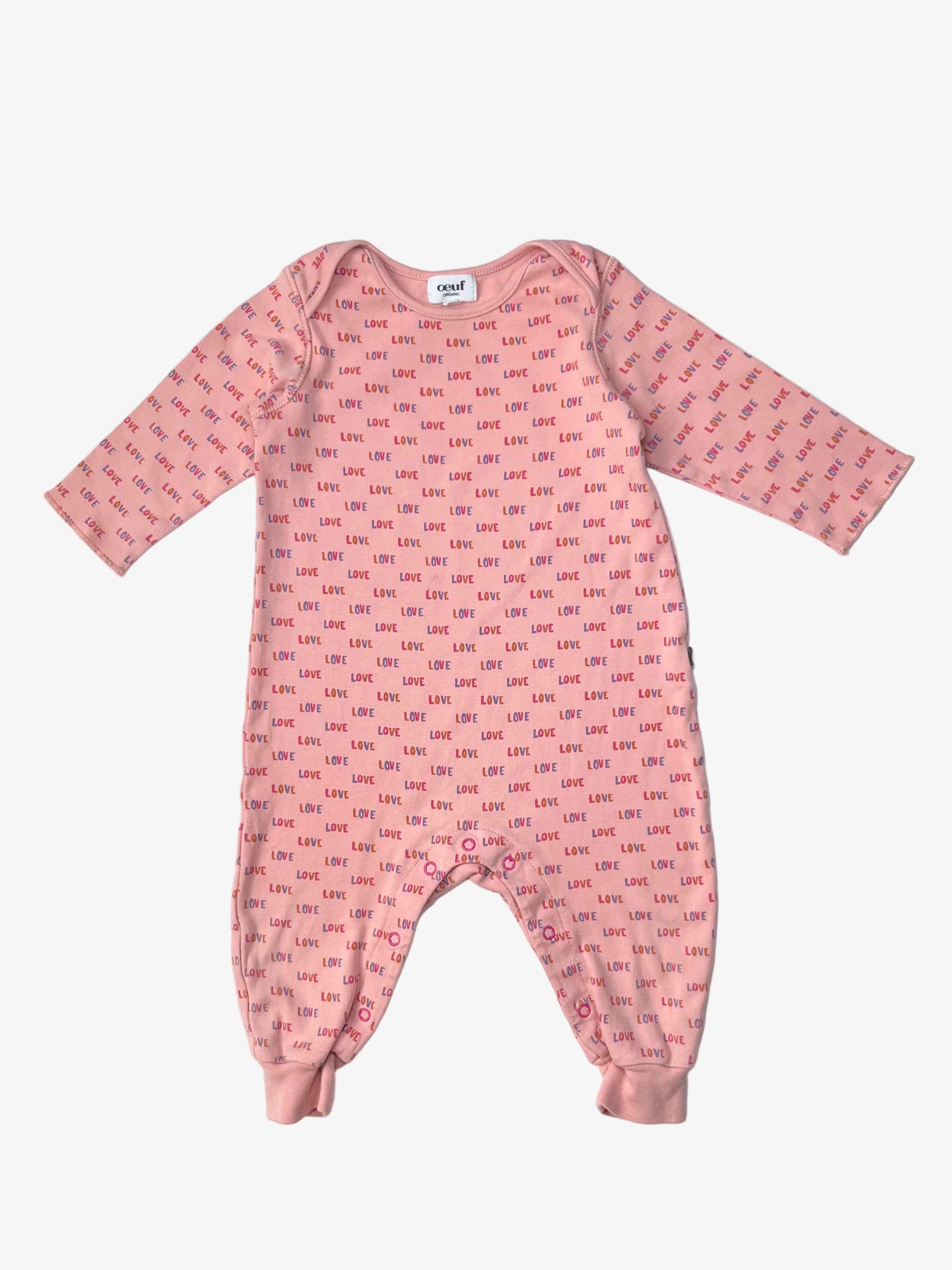 Oeuf – Love-Print Romper (Size 12 months)