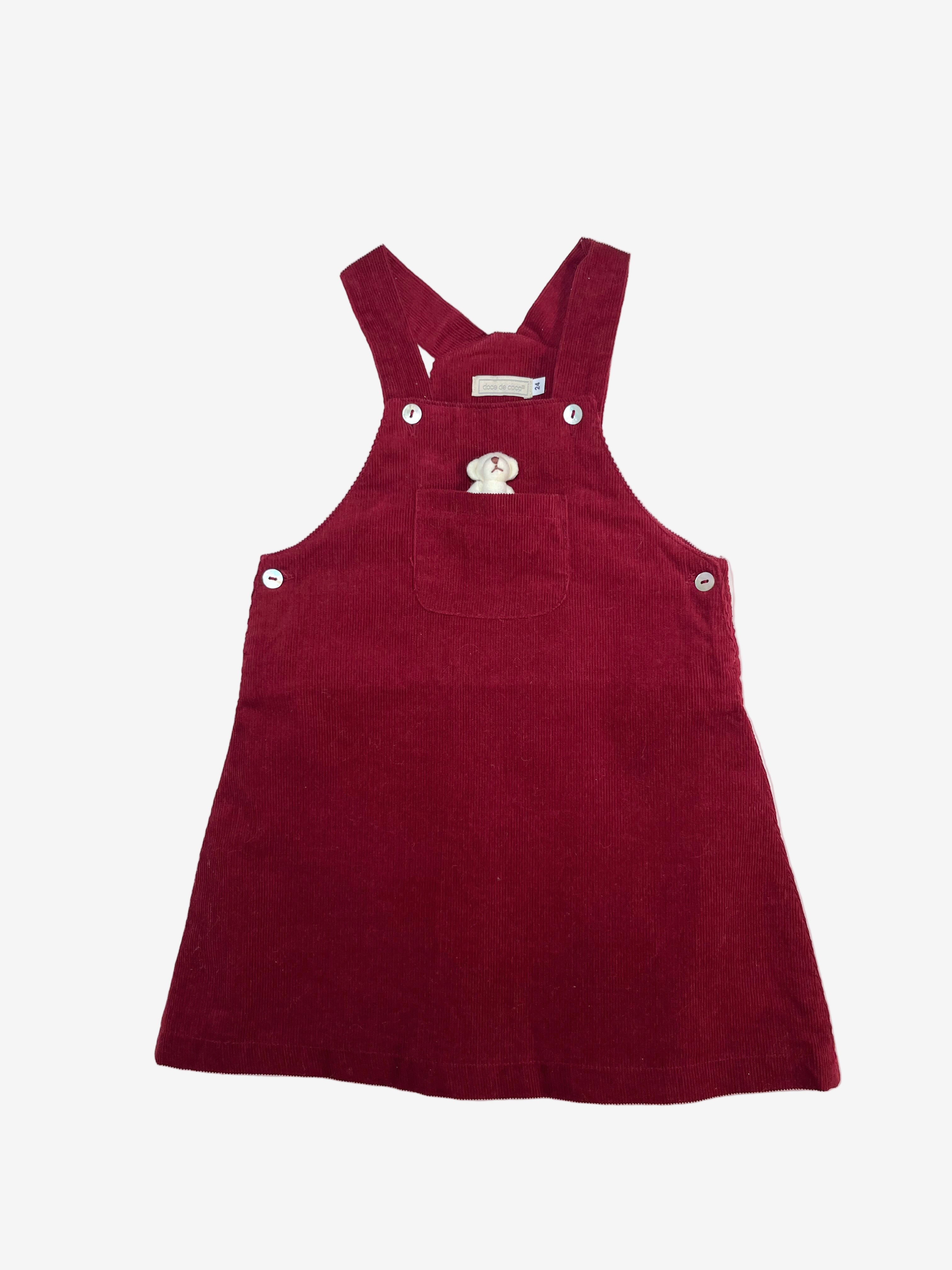 Doce de Coco Corduroy Dress with Bear Toy – 24 Months