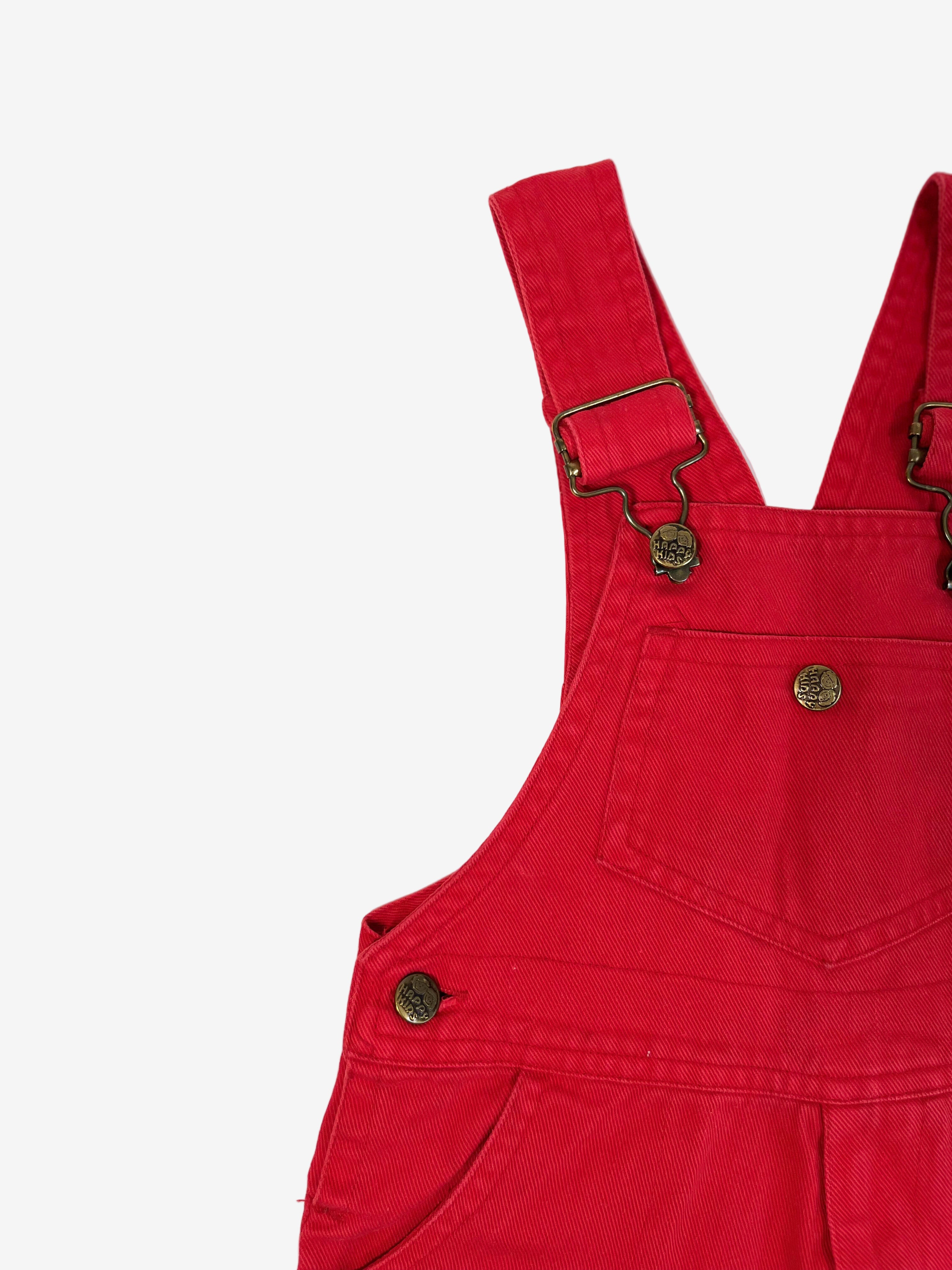 Vintage Happy Kids Red Denim Overalls – Size 4T (runs small)