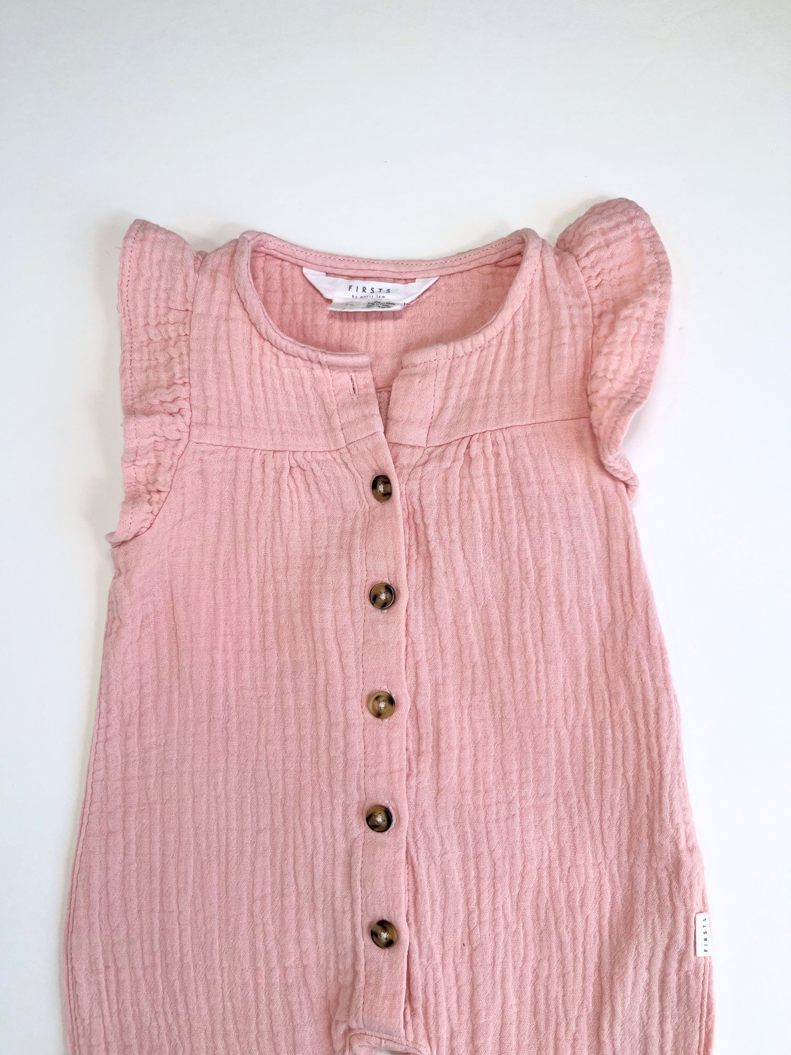 First by Petit Lem – Muslin Romper (Size 3 months)