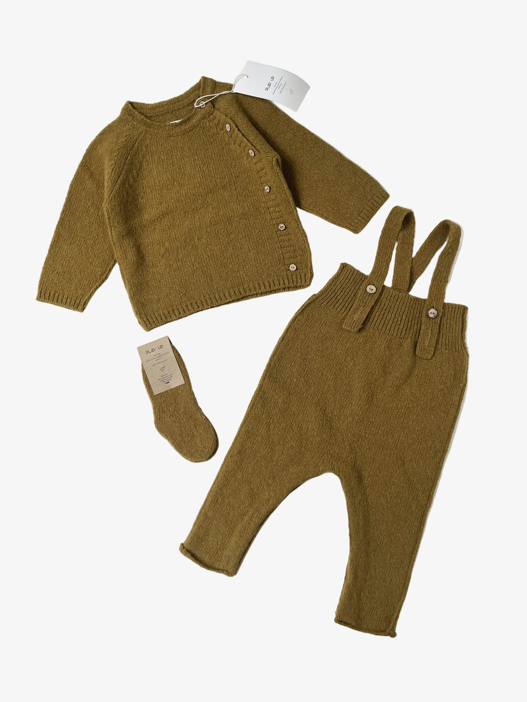 Play Up – Knitted Sweater, Overalls & Socks Set (Size 12 months)