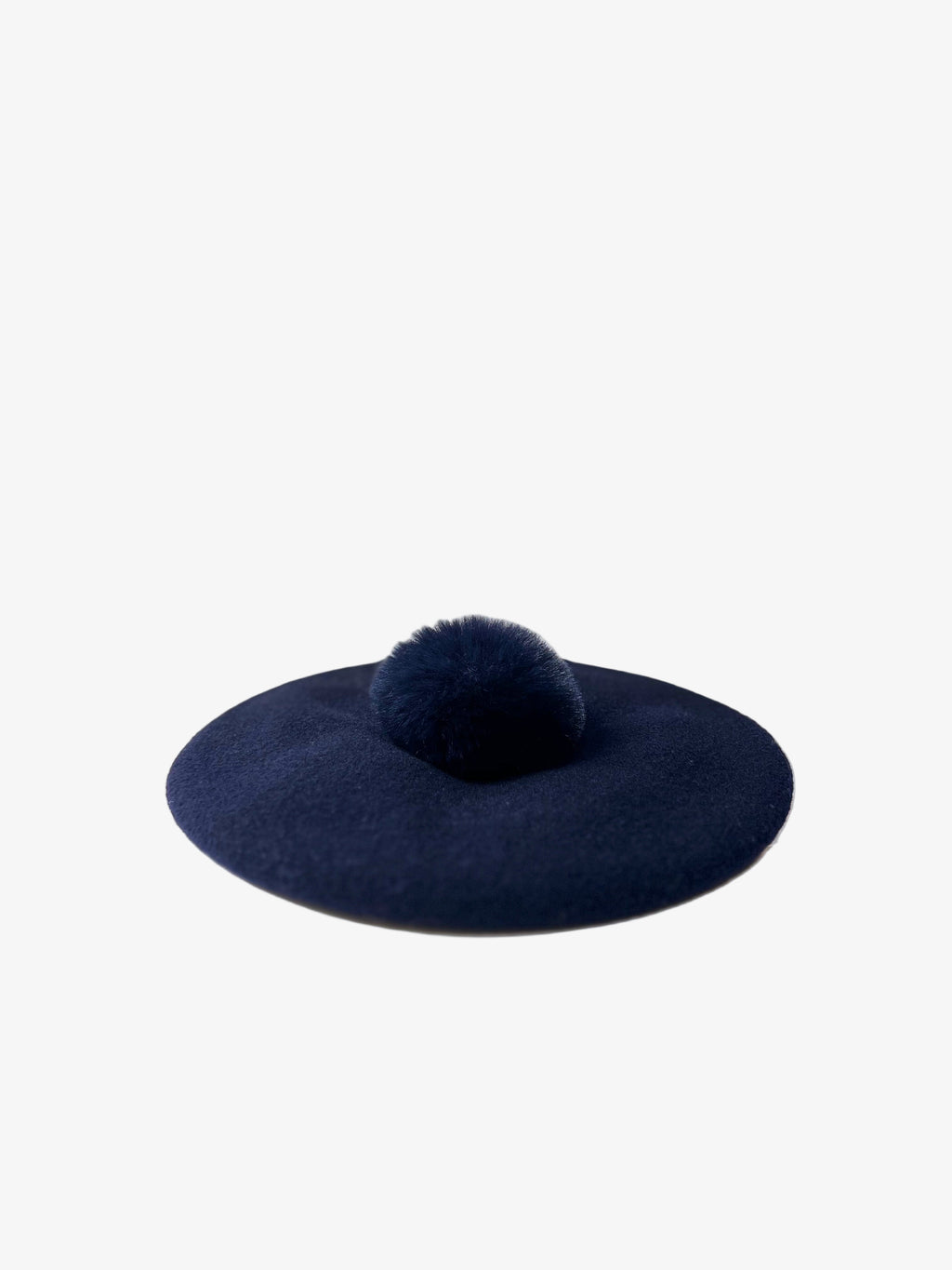 Jacadi – French Wool Beret with Faux Fur Pom-Pom (Size 6–8 Years / 55 cm)