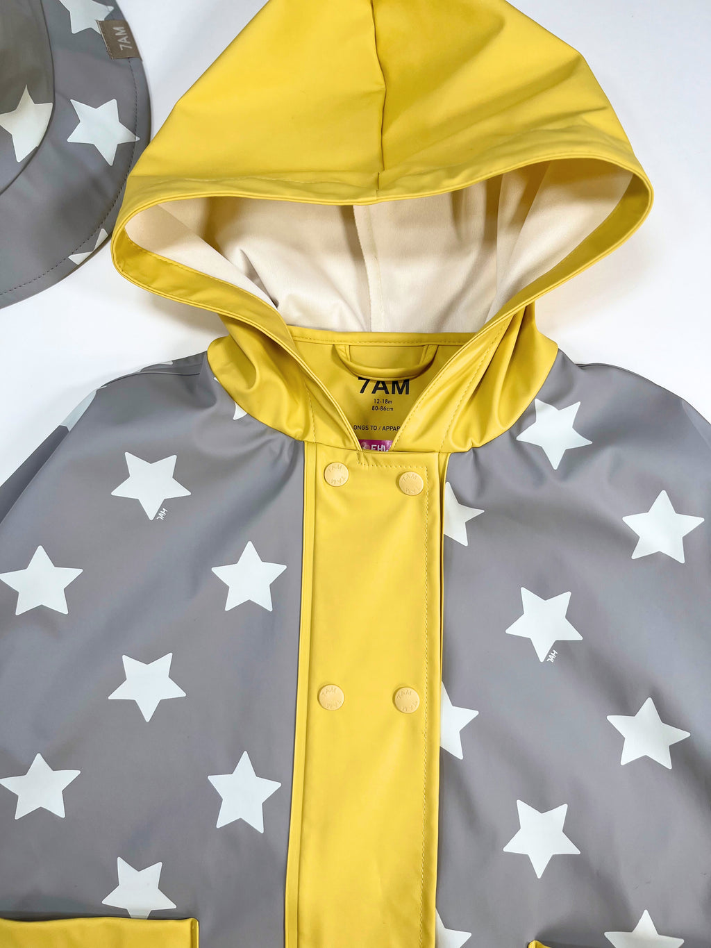 7AM – Raincoat with Bucket Hat (Size 12–18 months)