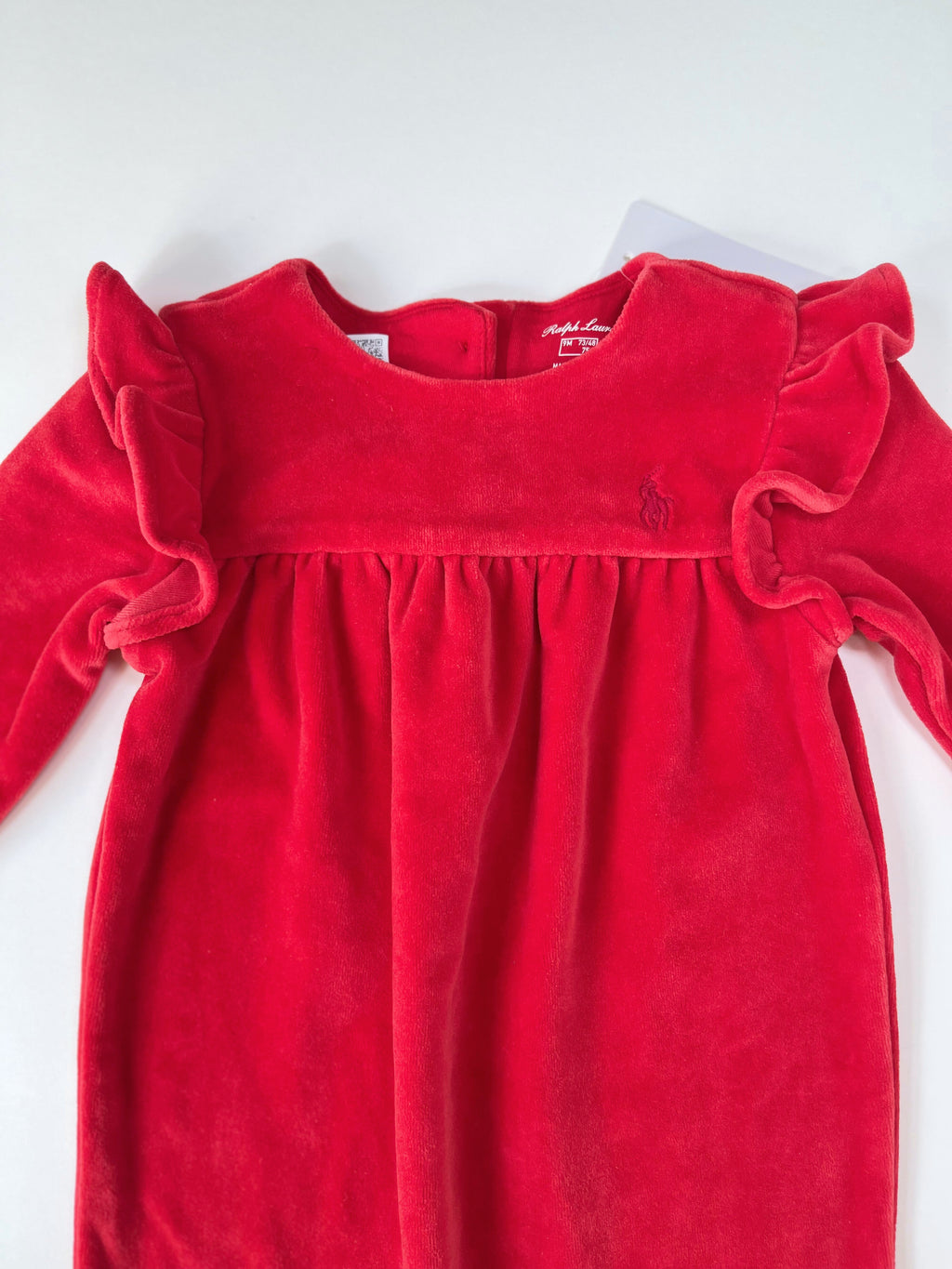 Ralph Lauren – Velour Romper (Size 9–12 months)