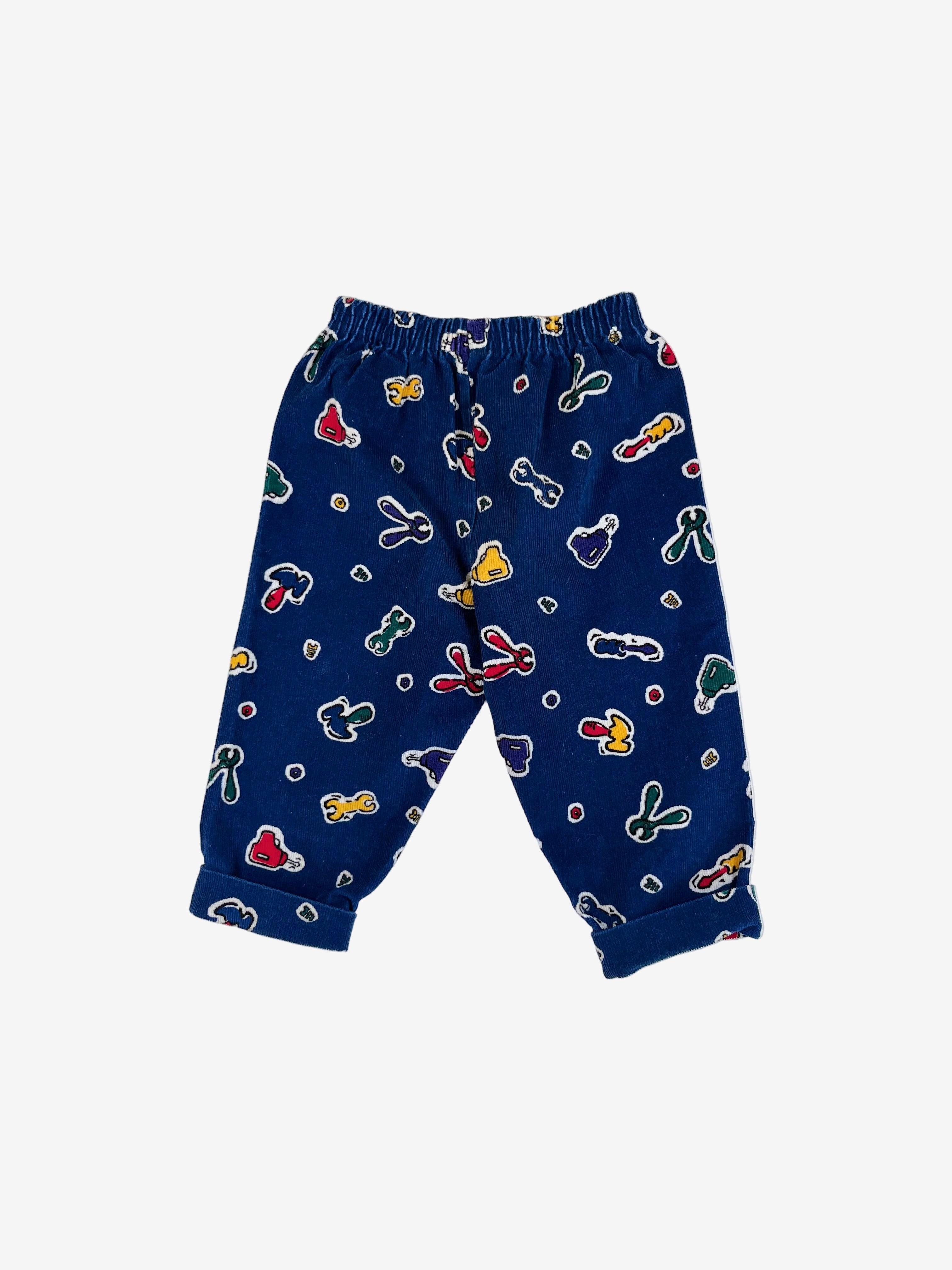 Vintage Corduroy Pants – Construction Tools Print – Size 24 Months