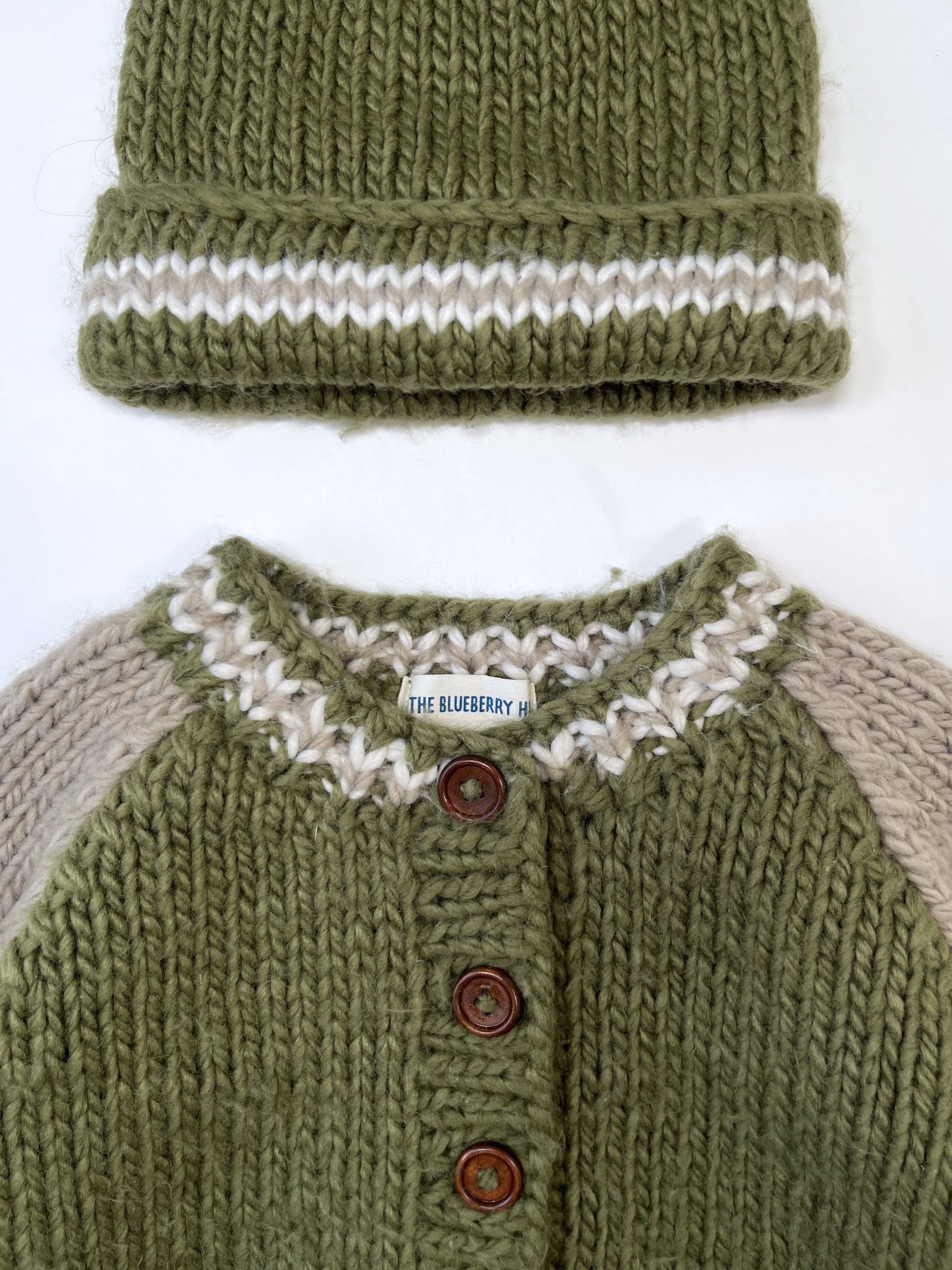 The Blueberry Hill – Knitted Cardigan & Hat Set (Size 12–24 months)