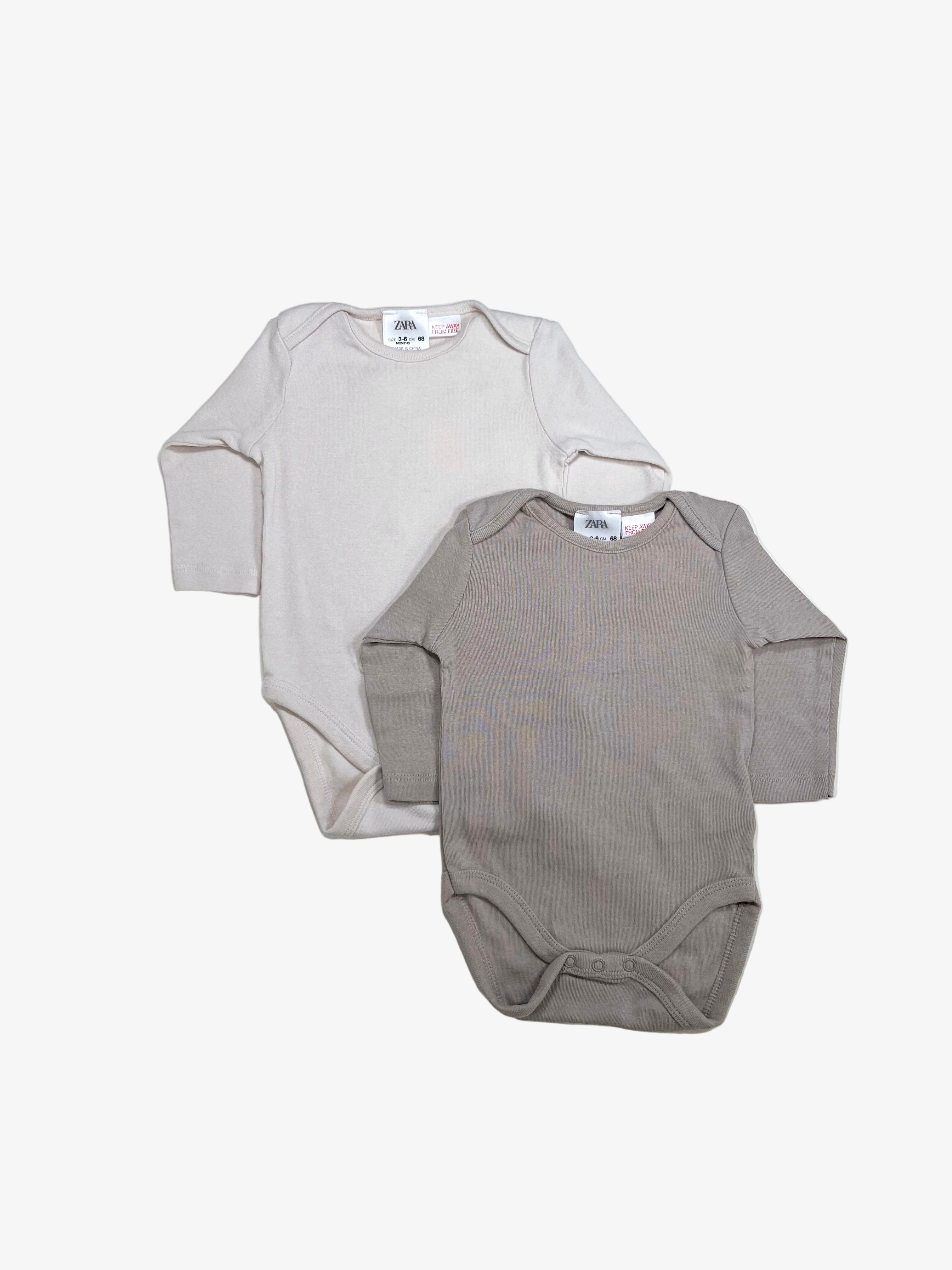 Zara Two-Pack Long Sleeve Onesies (3–6 Months)