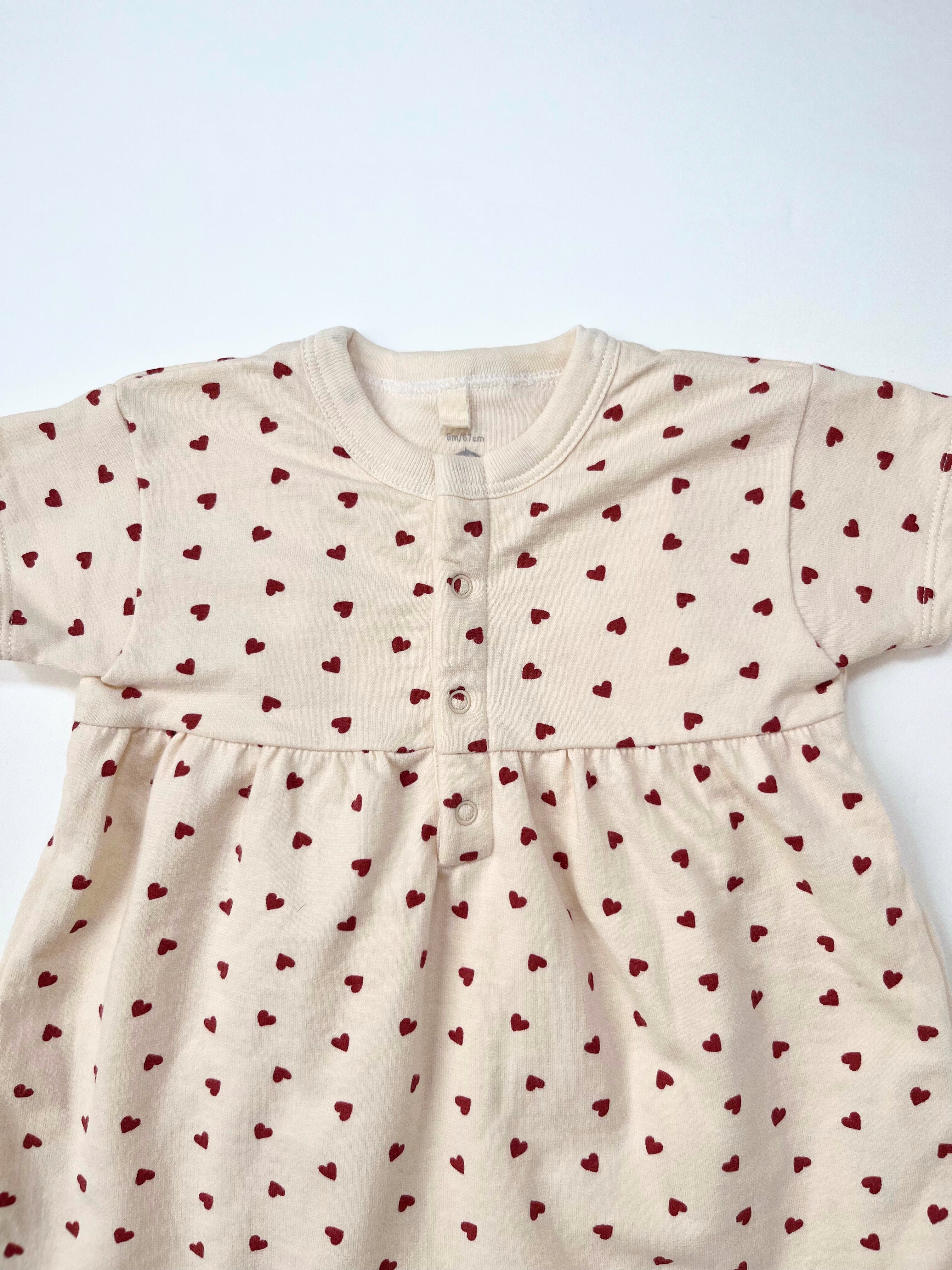 Petit Bateau – French Terry Dress with Attached Onesie (Size 6 months)