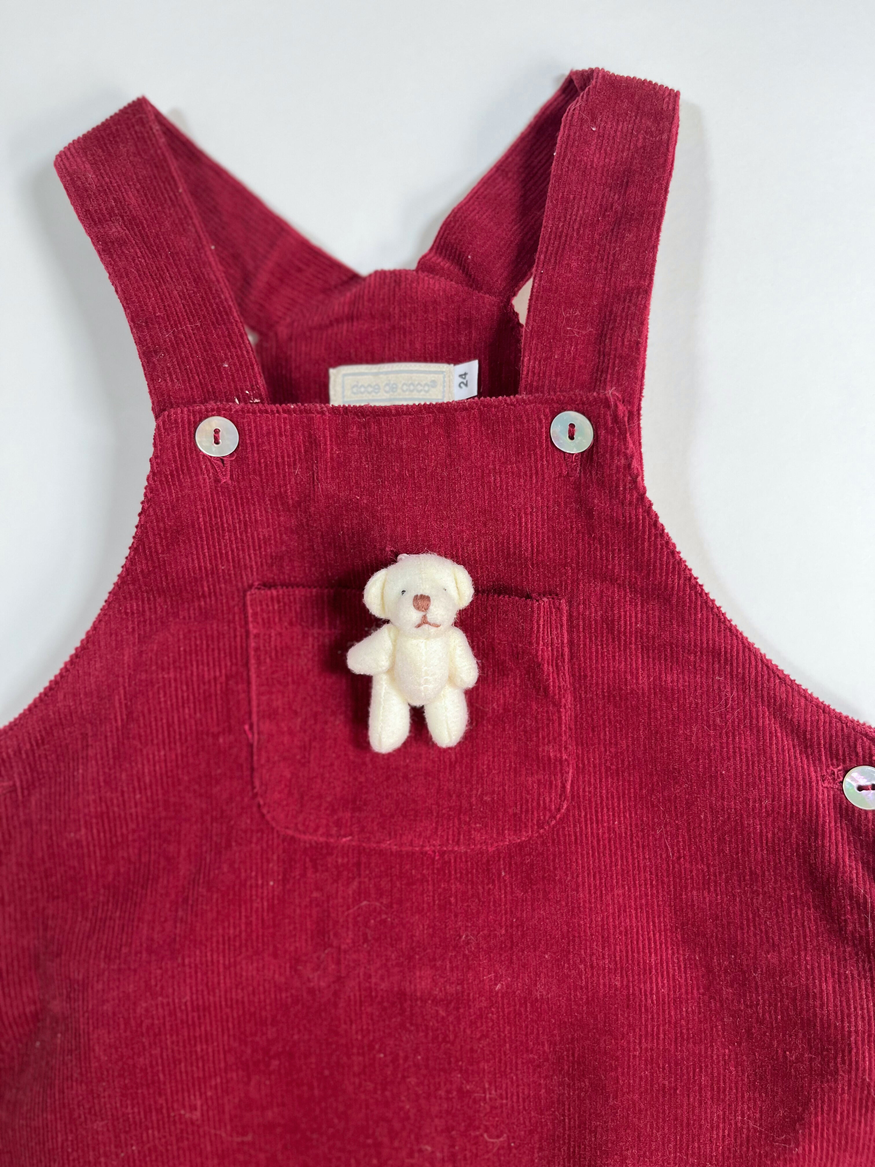 Doce de Coco Corduroy Dress with Bear Toy – 24 Months