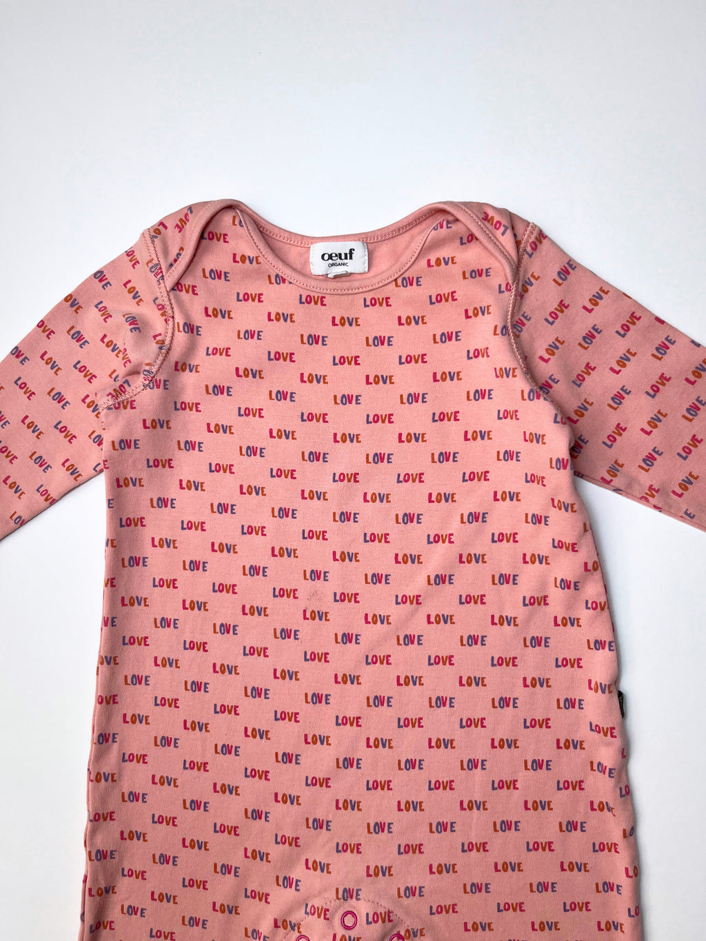 Oeuf – Love-Print Romper (Size 12 months)
