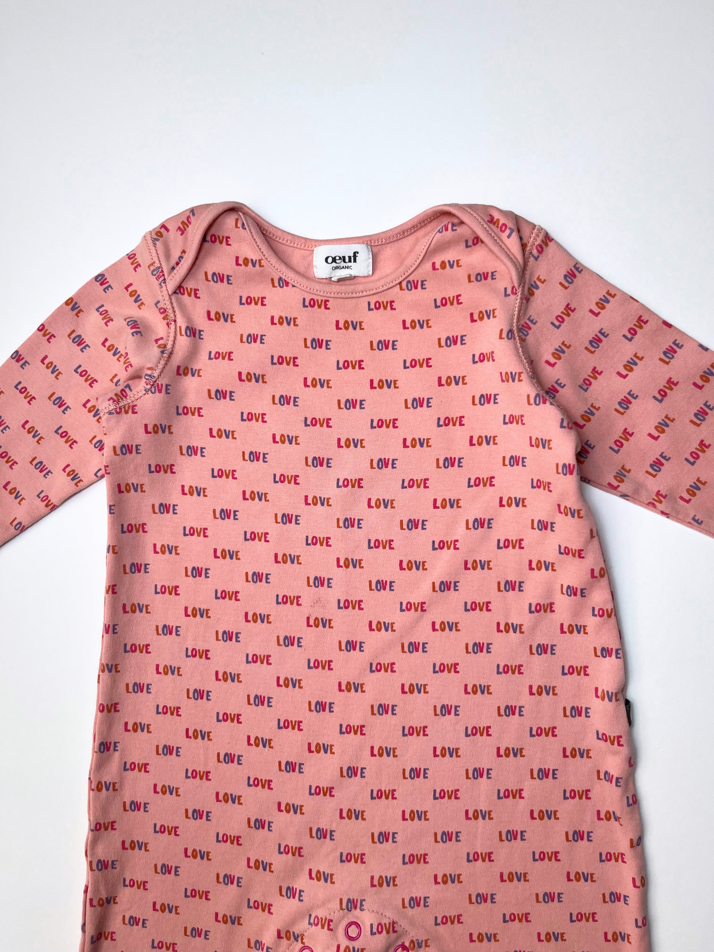 Oeuf – Love-Print Romper (Size 12 months)