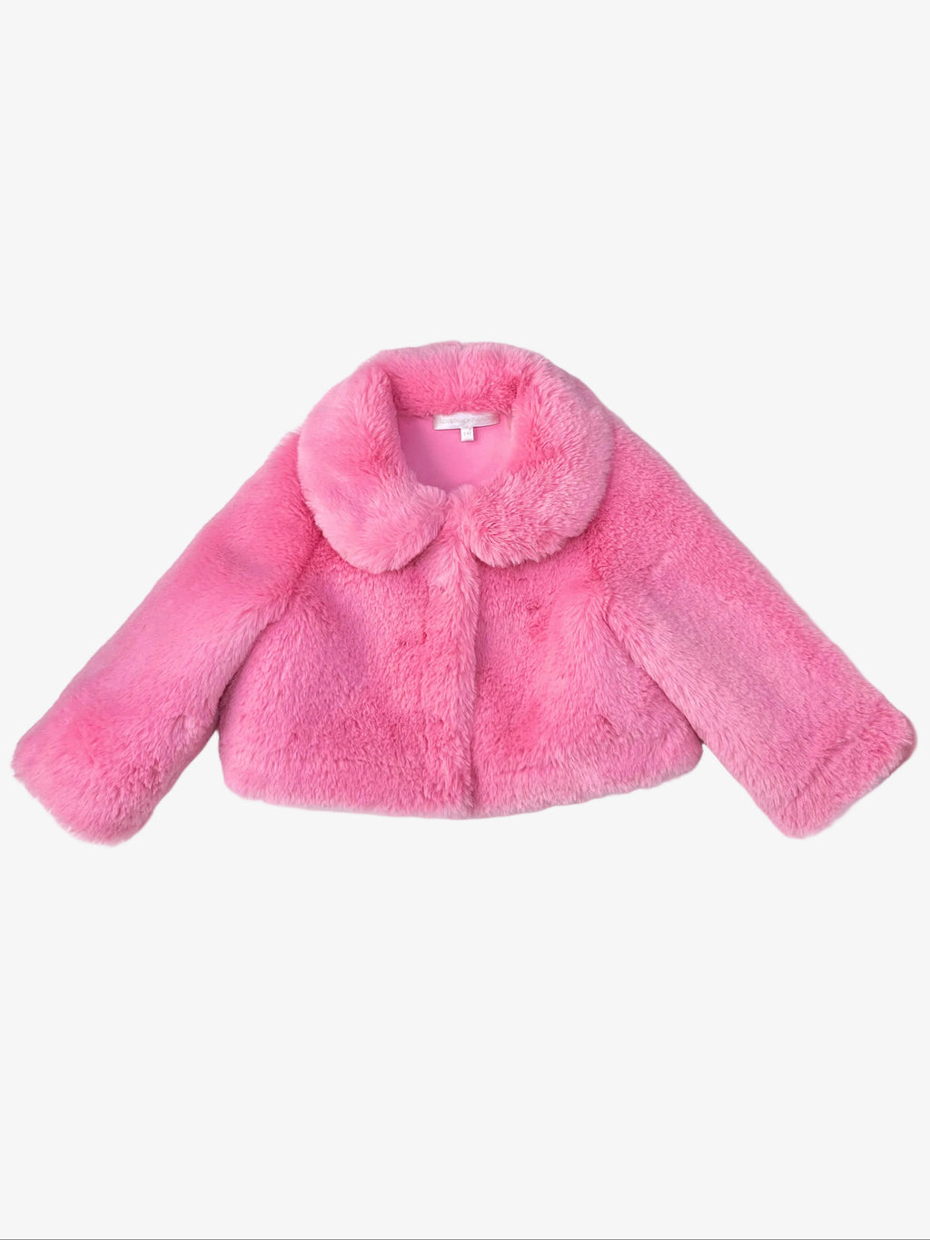 LoveShackFancy – Pink Faux Fur Jacket (Size 3–4 years)