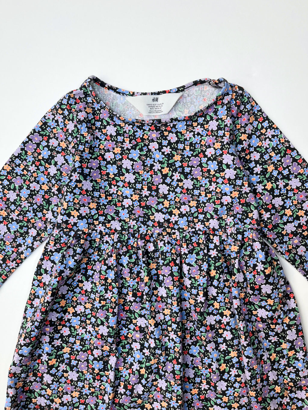 H&M – Cotton Long-Sleeve Dress (Size 2T / 18–24 months)