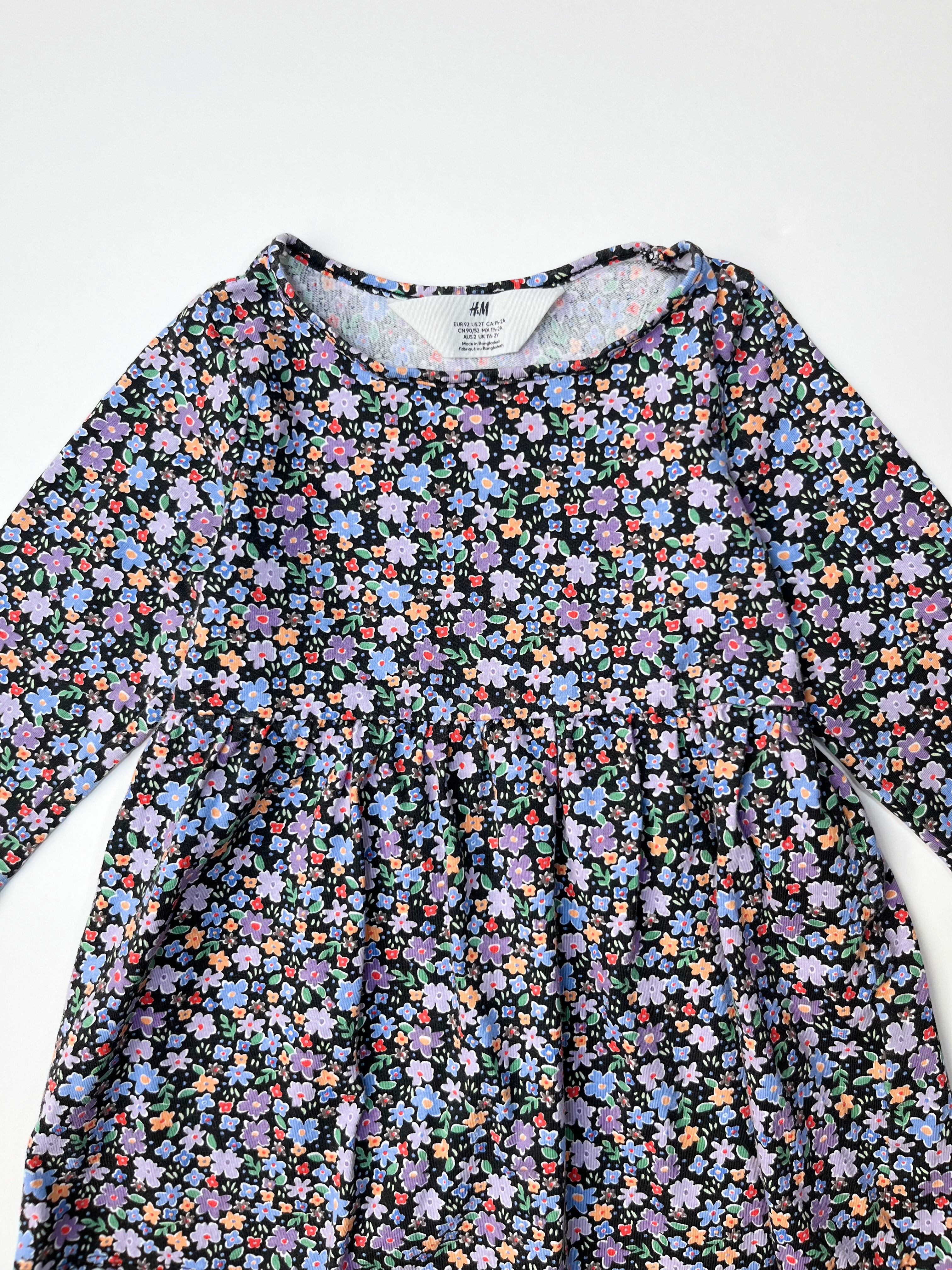 H&M – Cotton Long-Sleeve Dress (Size 2T / 18–24 months)