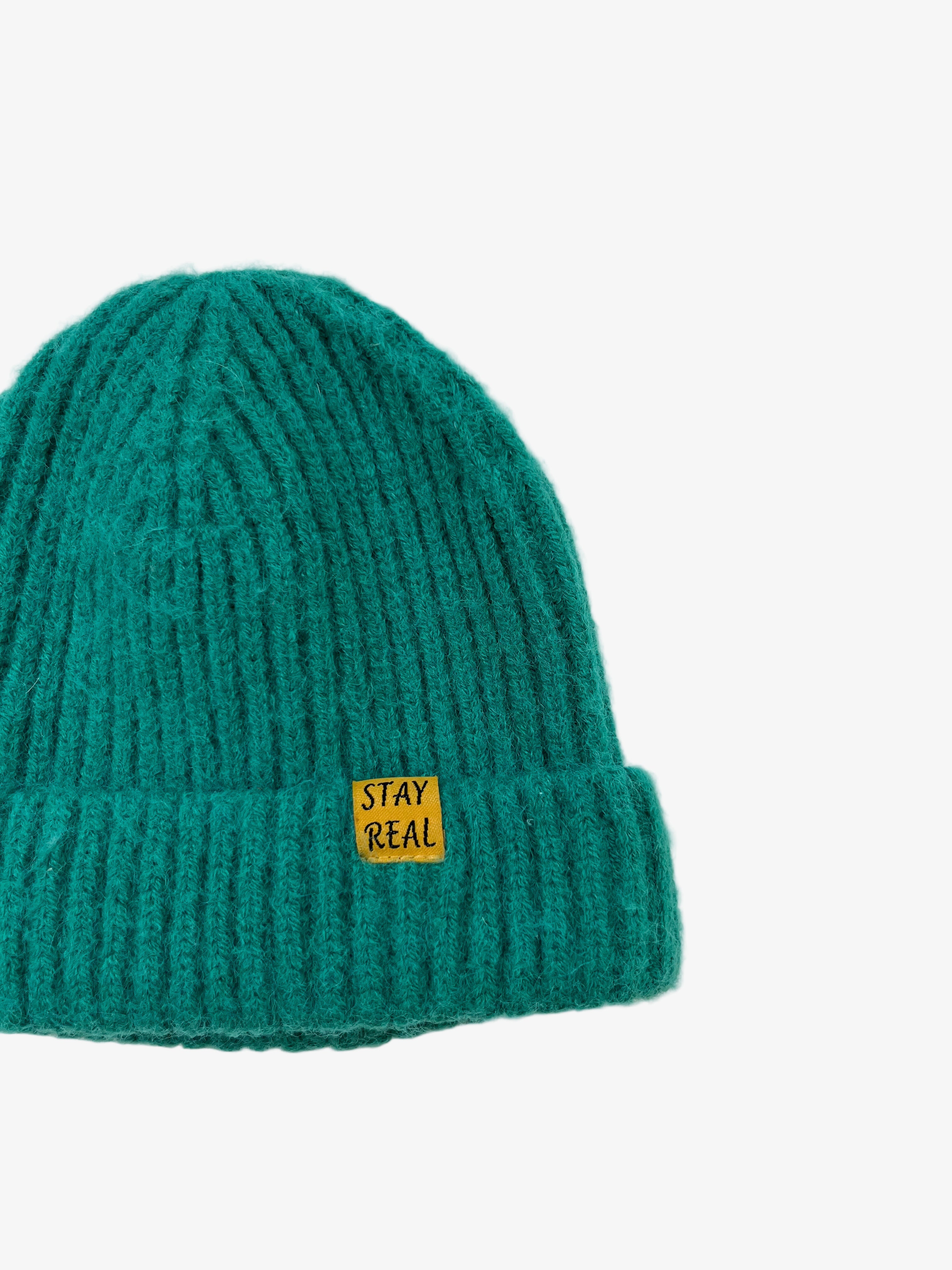 Stay Real – Turquoise Warm Hat (Size 2–3 Years)