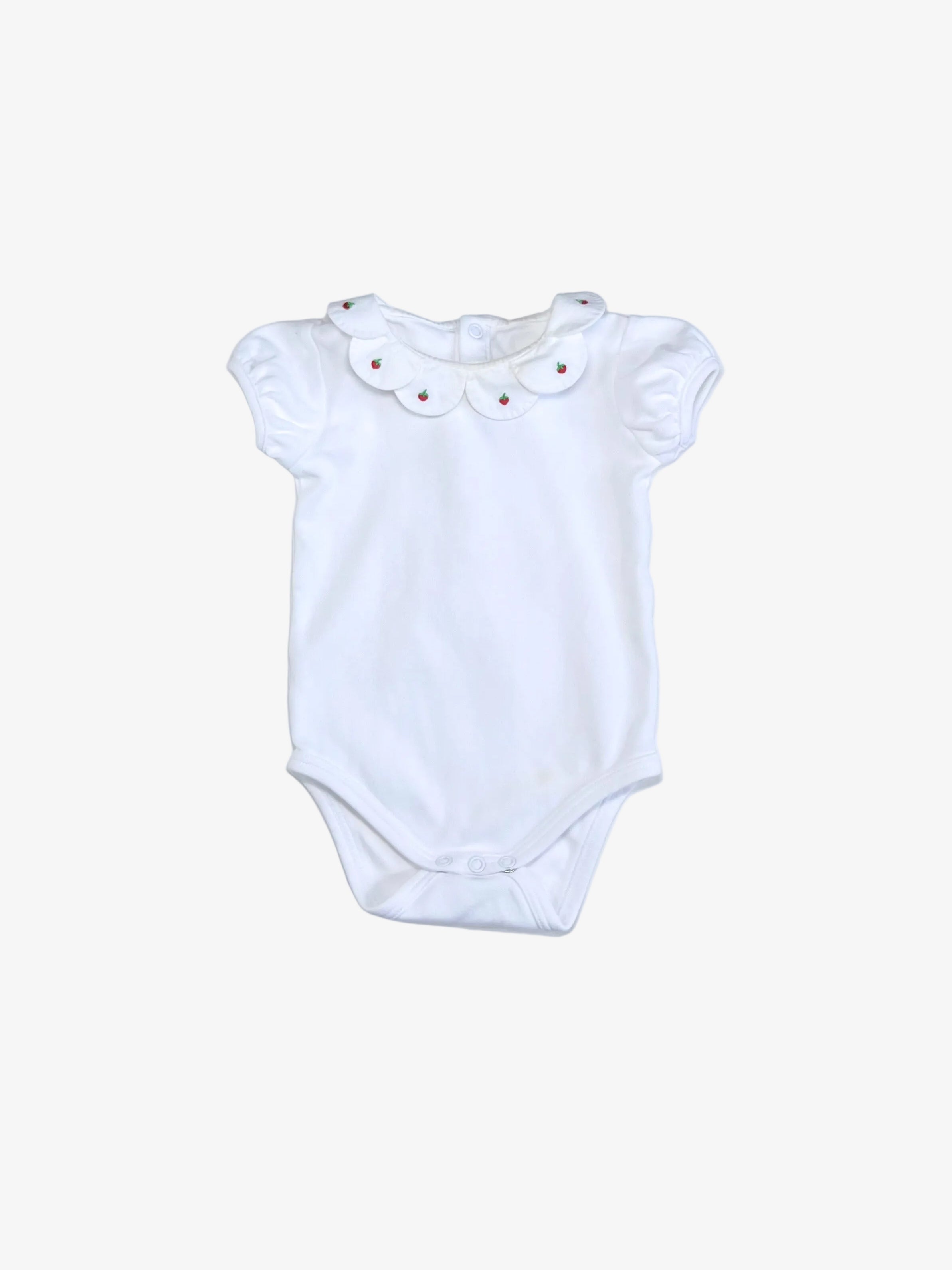 Jacadi – Short-Sleeve Onesie with Embroidered Collar (Size 6 months / 67 cm, runs small)