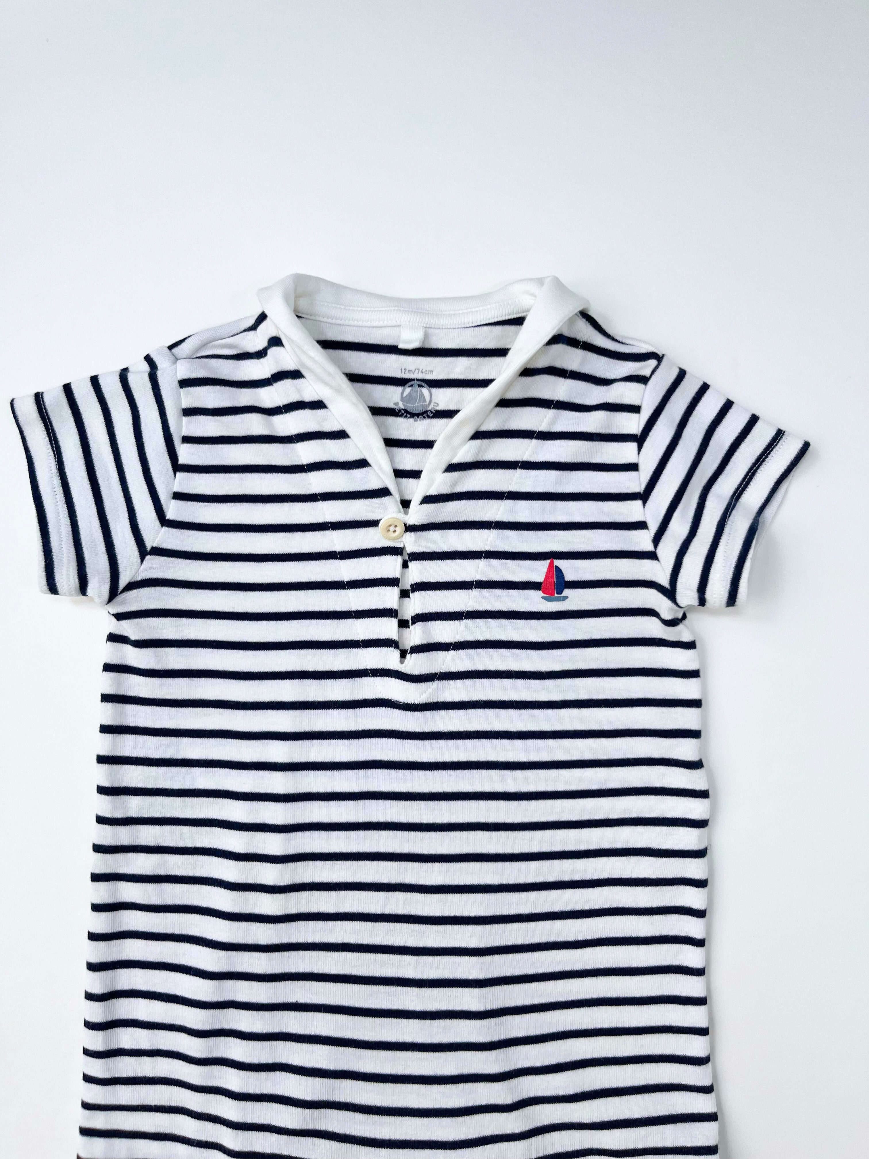 Petit Bateau – Short-Sleeve Romper (Size 12 months / 74 cm, runs small)