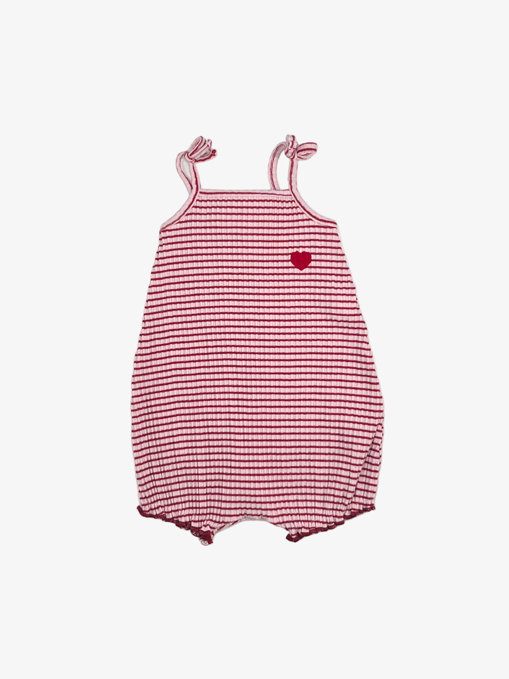 Zara - Striped Romper with Flocked Heart (Size 6–9 months)