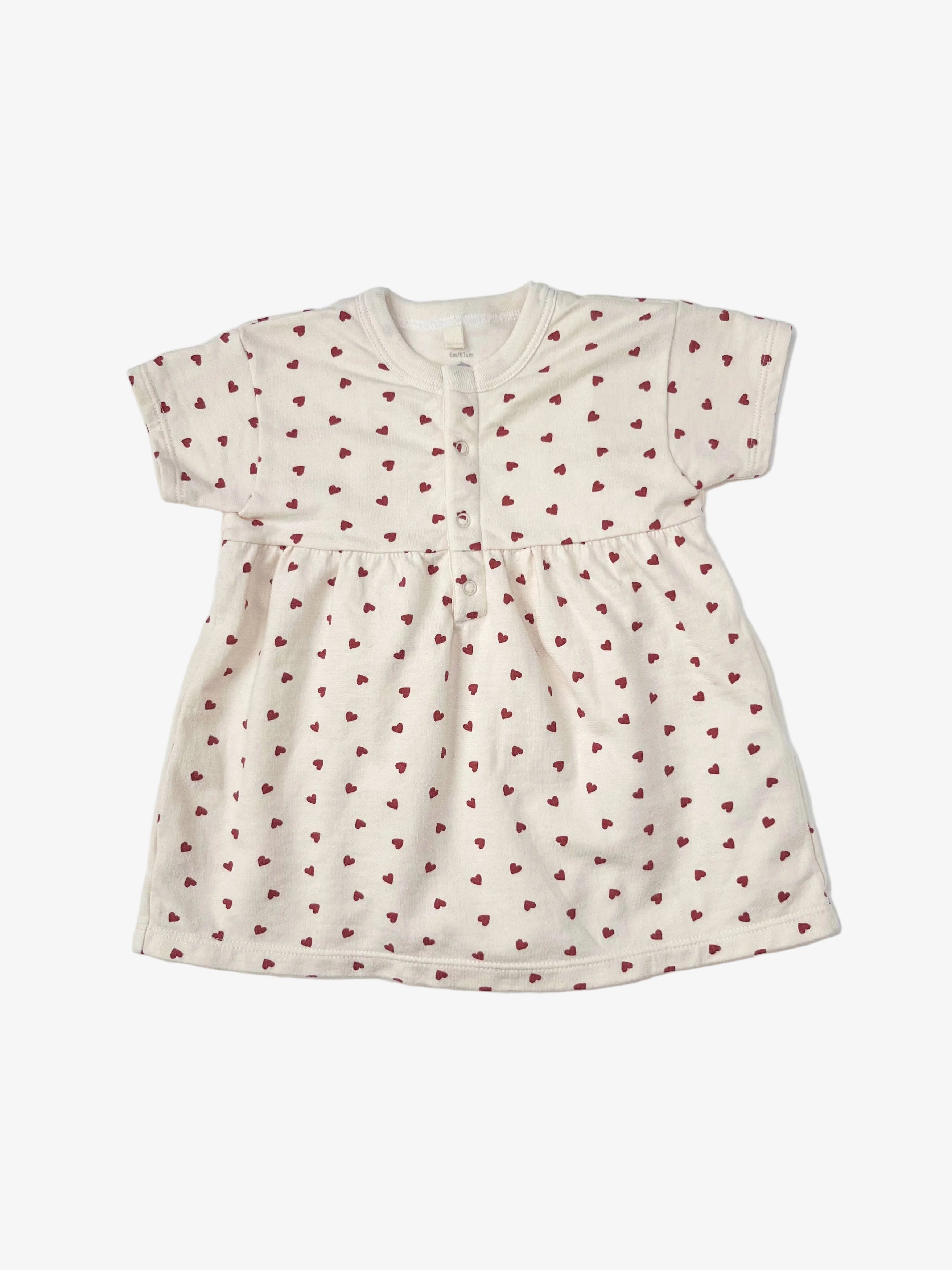 Petit Bateau – French Terry Dress with Attached Onesie (Size 6 months)