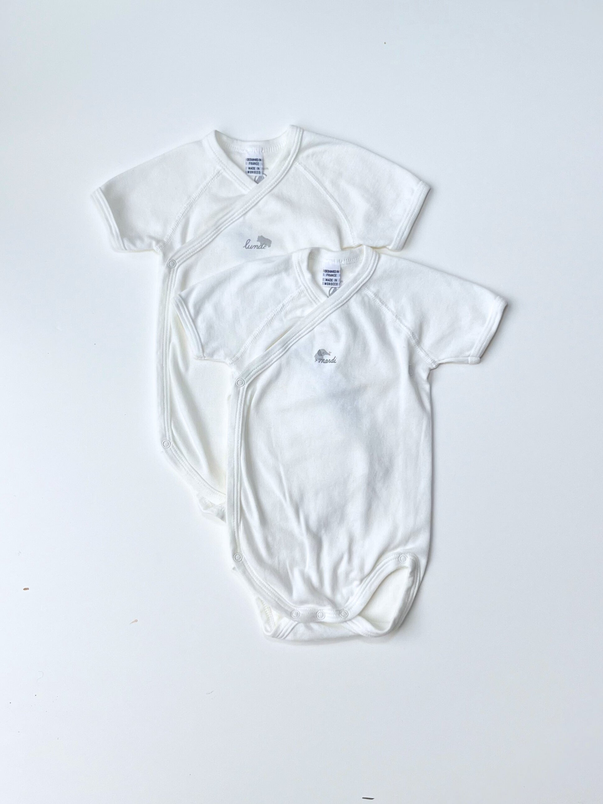 Petit Bateau – Kimono-Style Onesies (Set of 2, Size 12 months / 74 cm, run small)