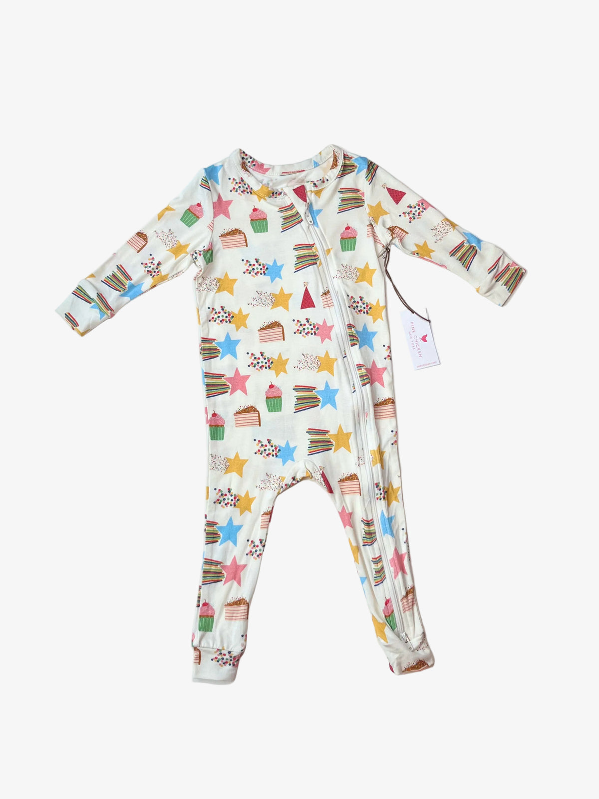 Pink Chicken – Star-Print Zip Romper (Size 12–18 months)