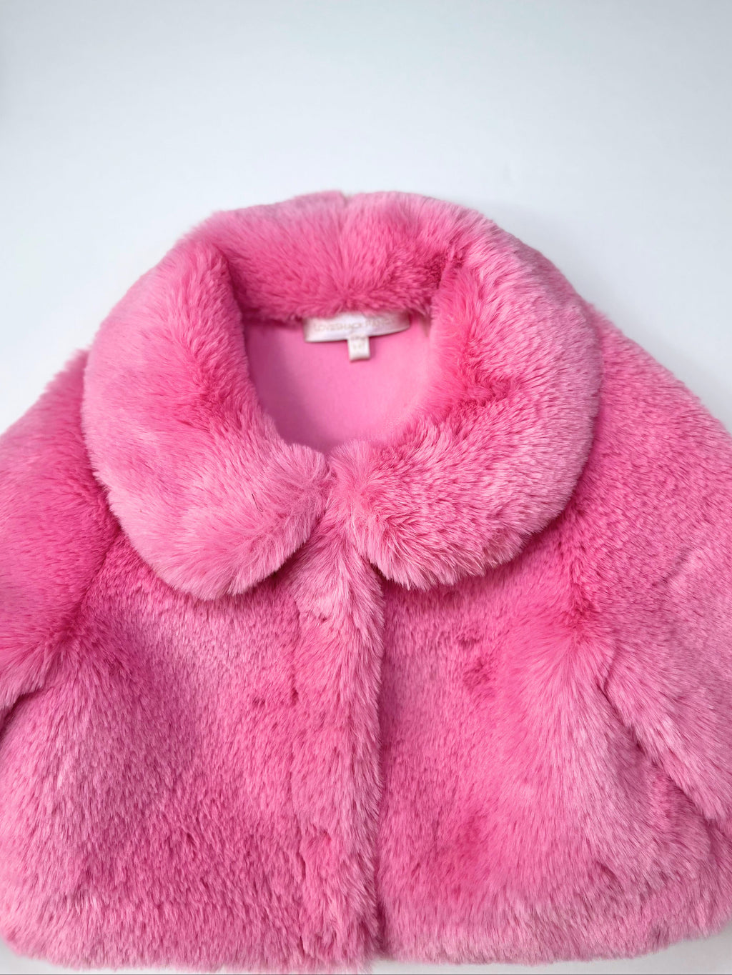 LoveShackFancy – Pink Faux Fur Jacket (Size 3–4 years)