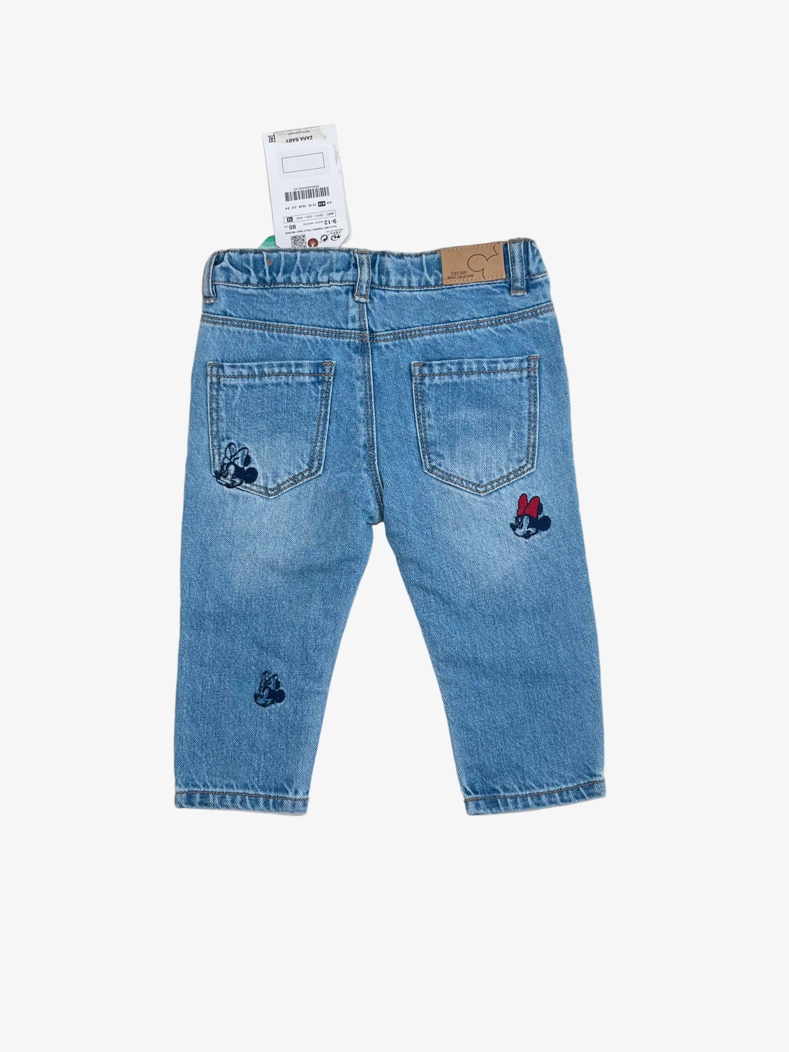 Zara – Jeans with Minnie Mouse Embroidery (Size 9–12 months)
