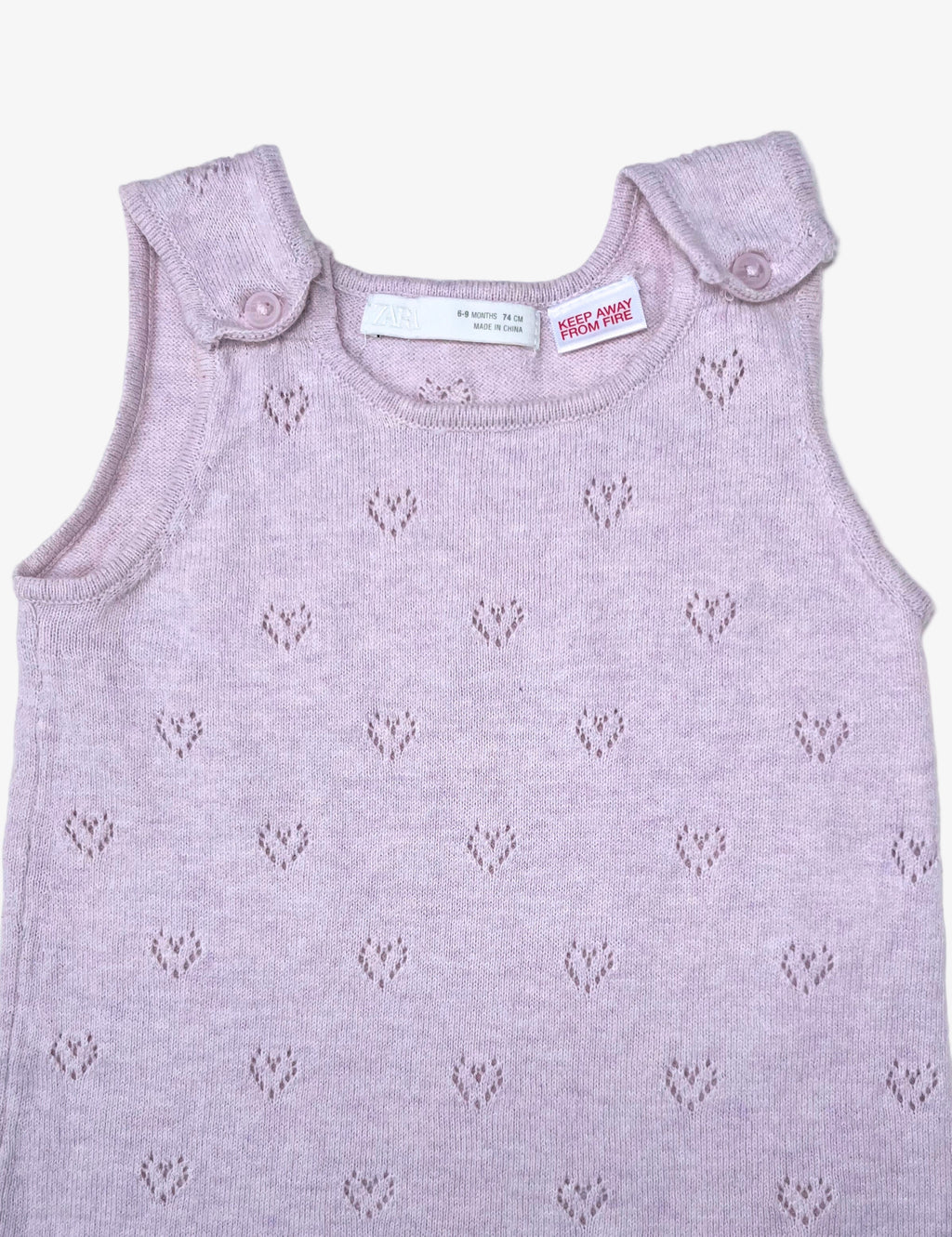Zara - Heart Knit Jumpsuit (Size 6–9 months)
