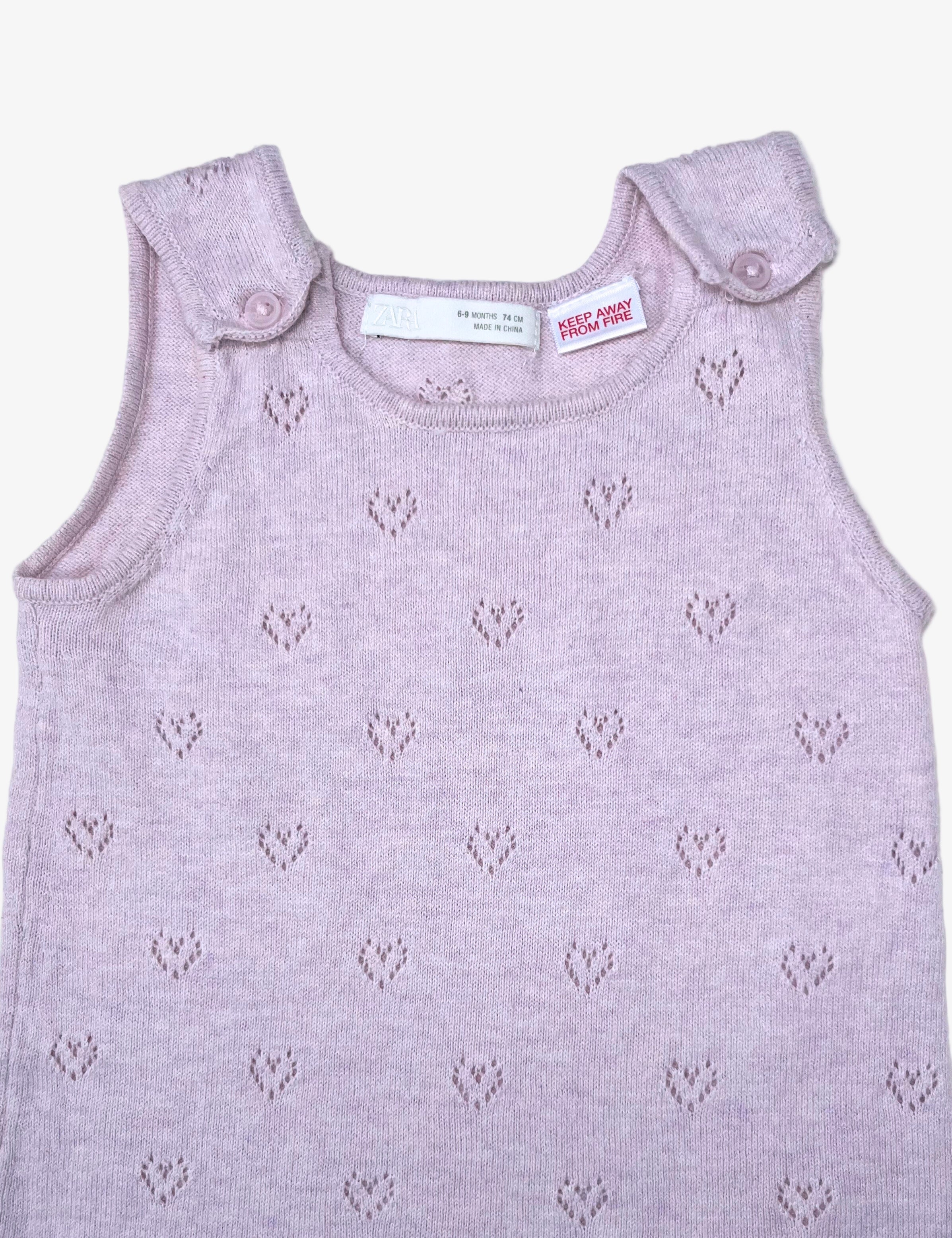 Zara - Heart Knit Jumpsuit (Size 6–9 months)