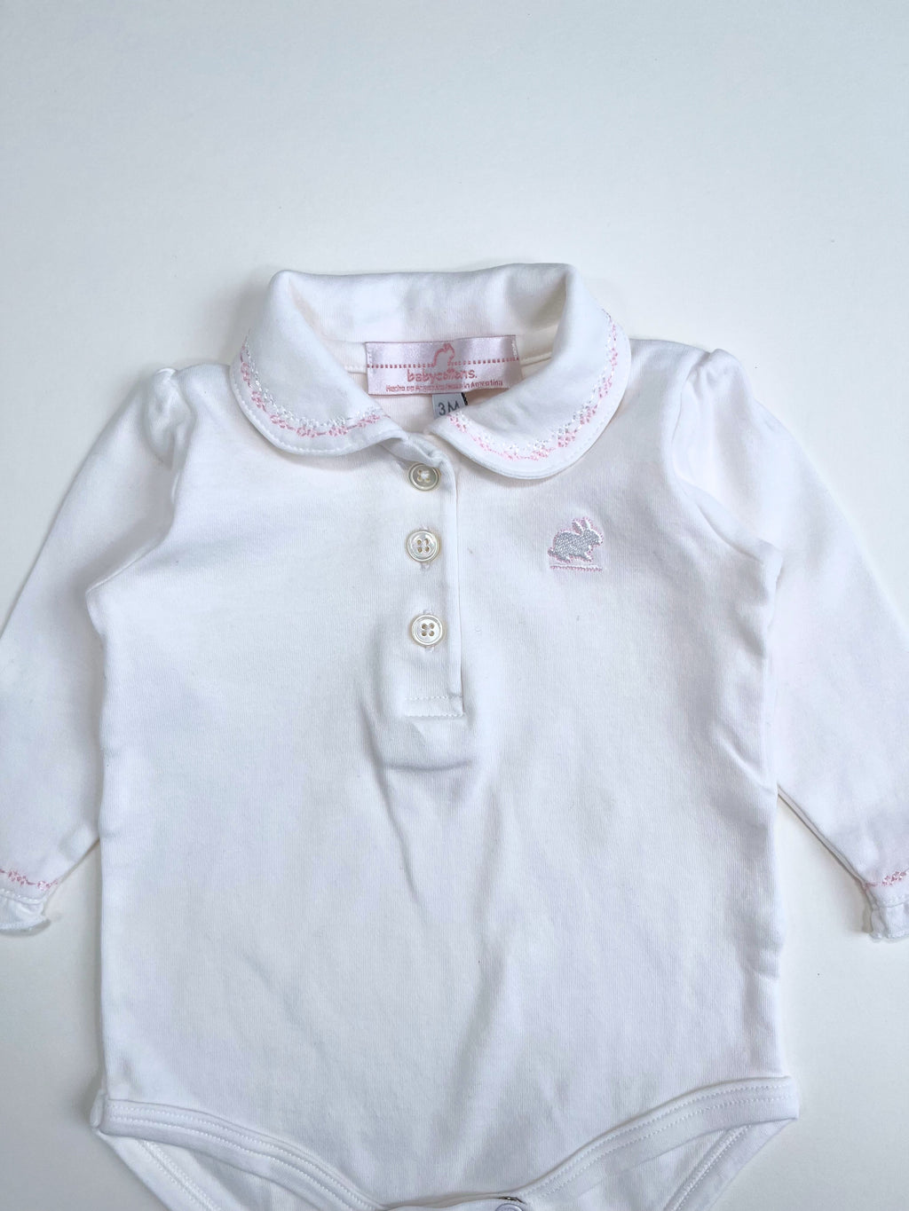 Baby Cottons – Onesie with Embroidered Collar (Size 3–6 months)