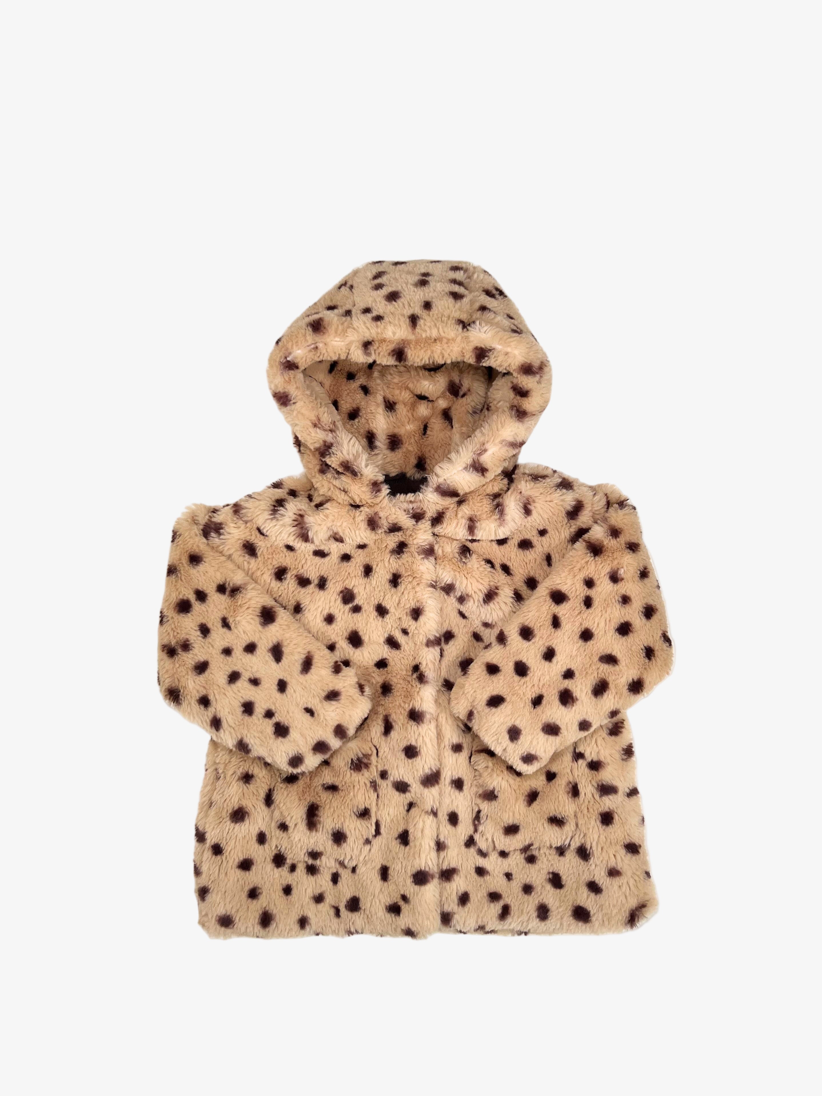 Zara – Faux Fur Leopard Print Jacket (Size 18–24 months, runs big)
