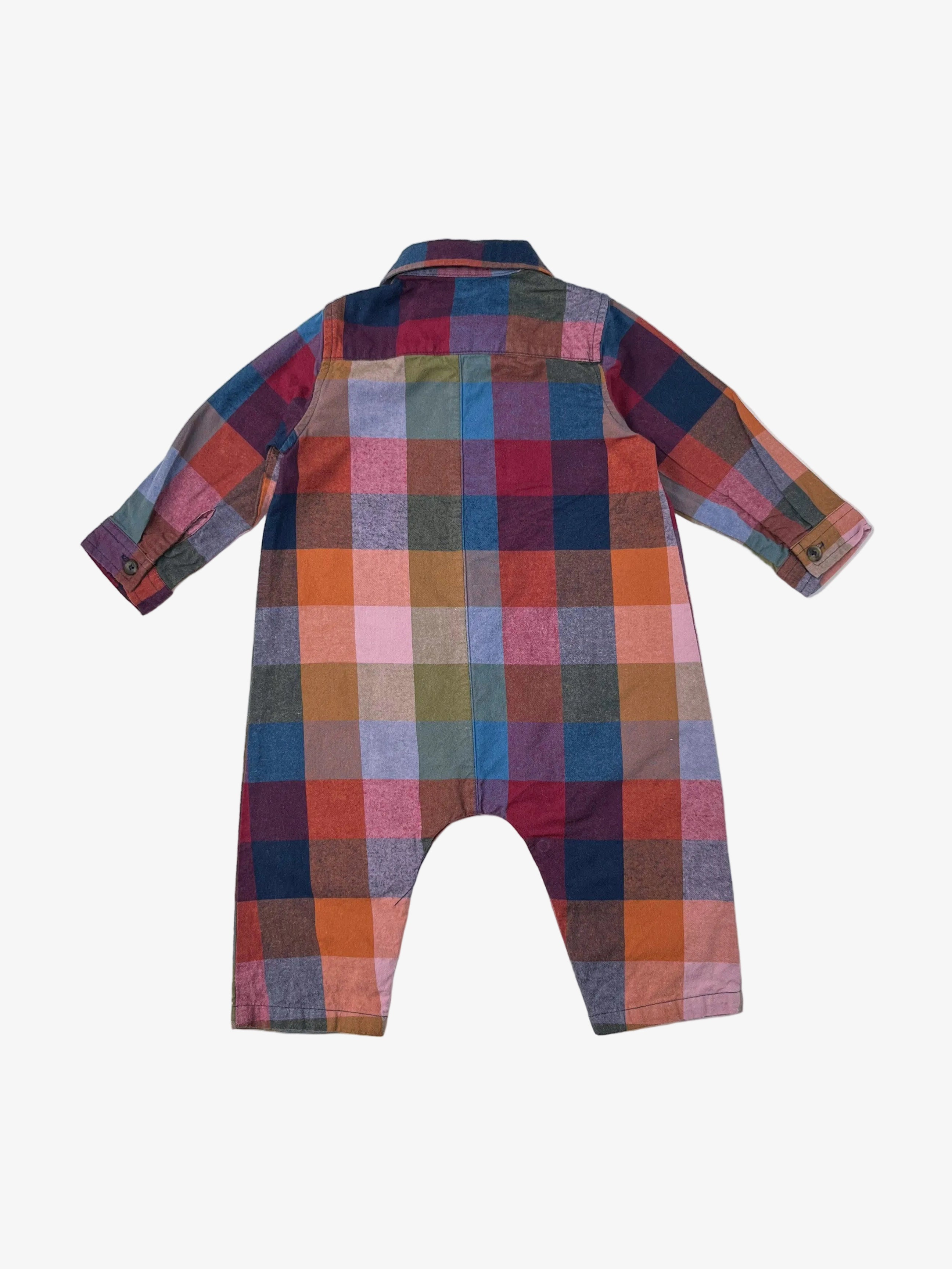 Blue Rooster – Button-Down Romper with Collar (Size 6–12 months)