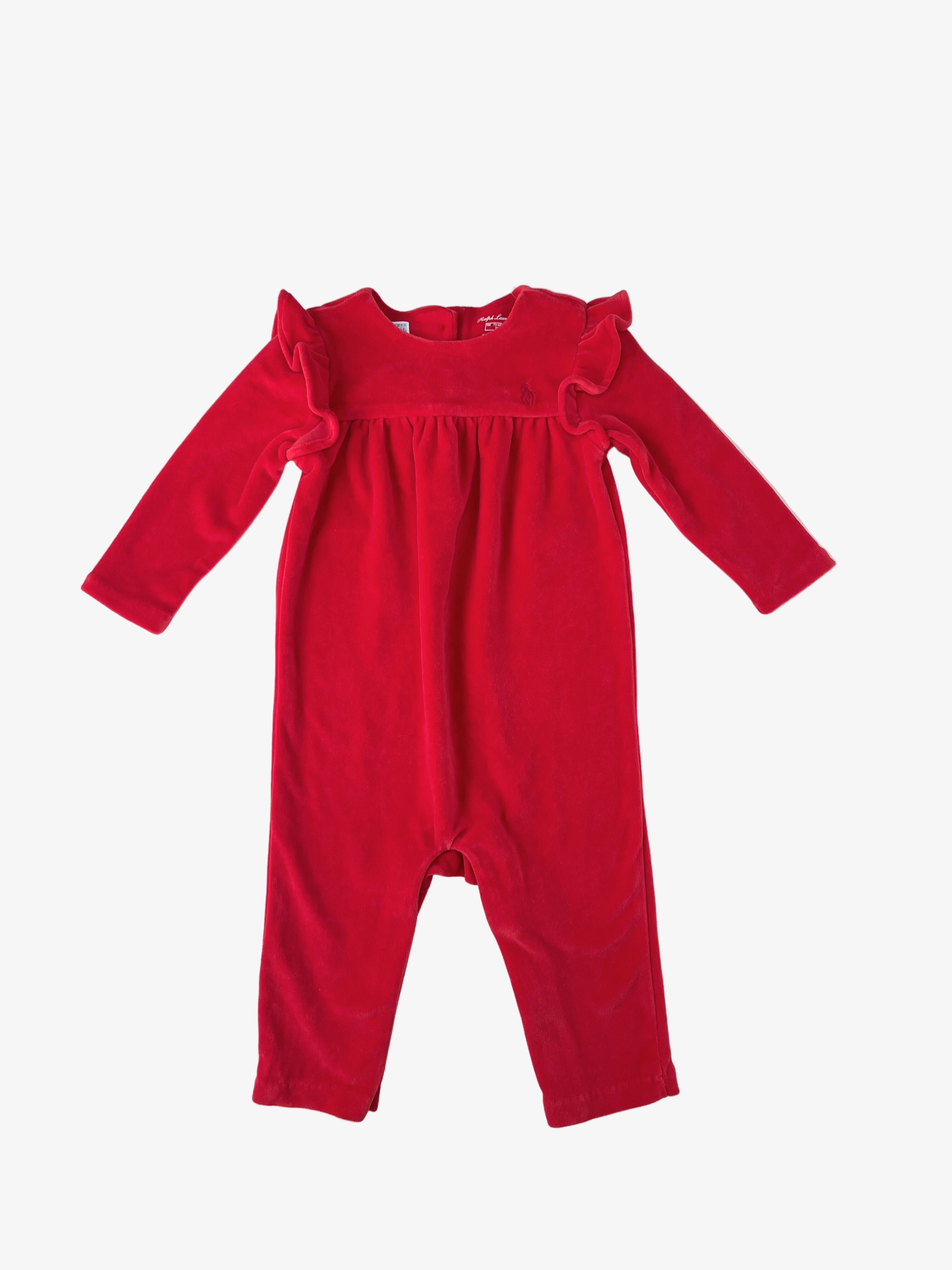 Ralph Lauren – Velour Romper (Size 9–12 months)
