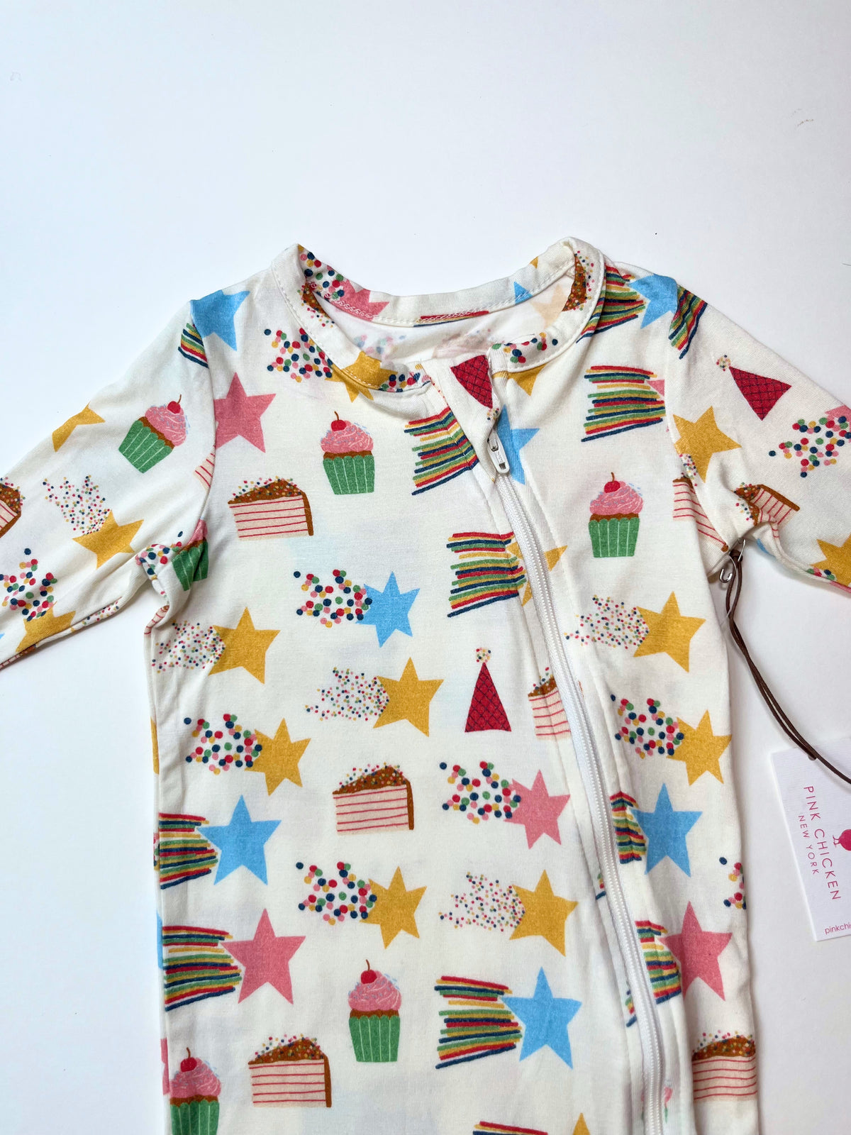 Pink Chicken – Star-Print Zip Romper (Size 12–18 months)