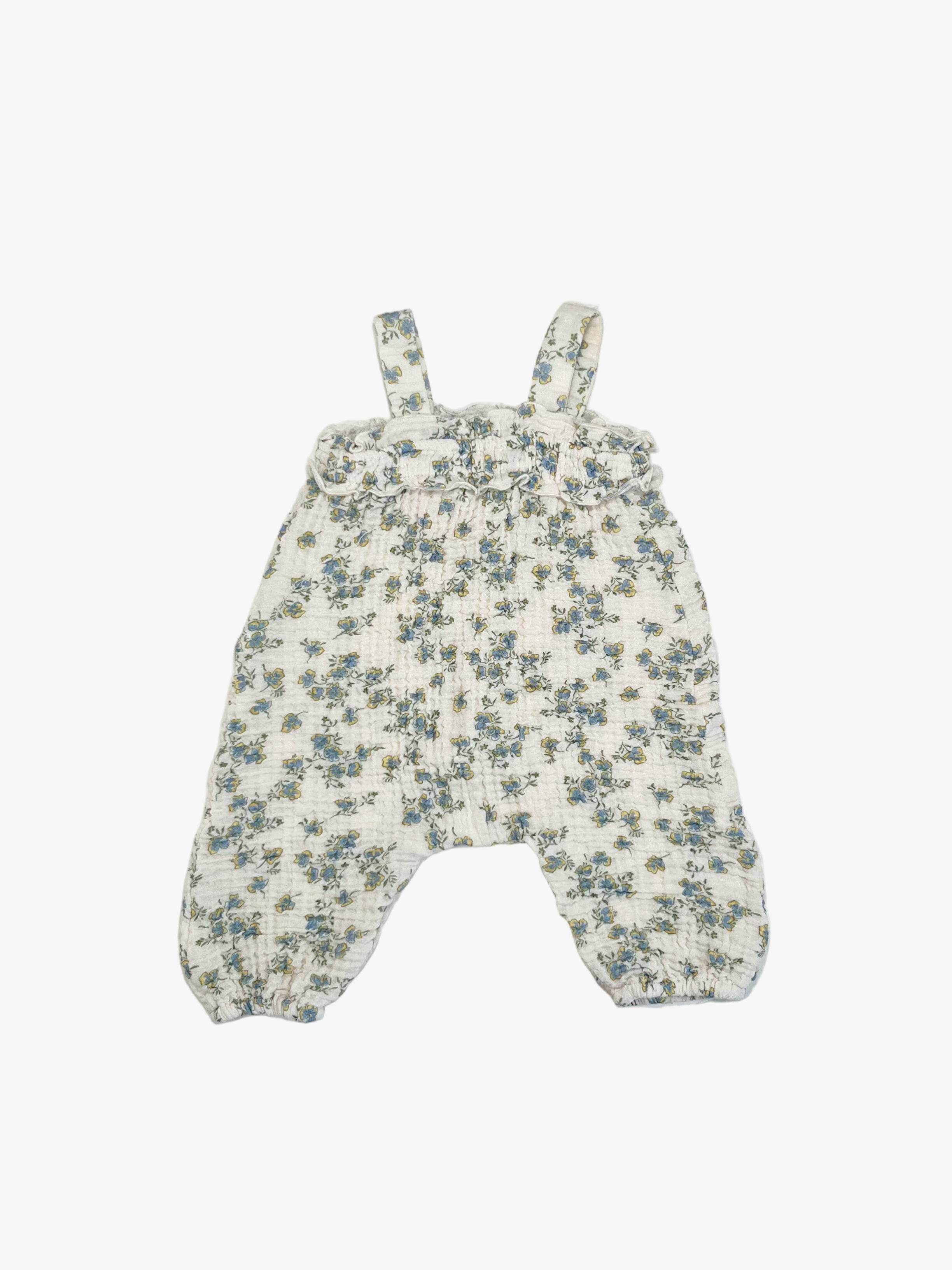 Zara – Baby Muslin Overalls (Size 6–9 Months)