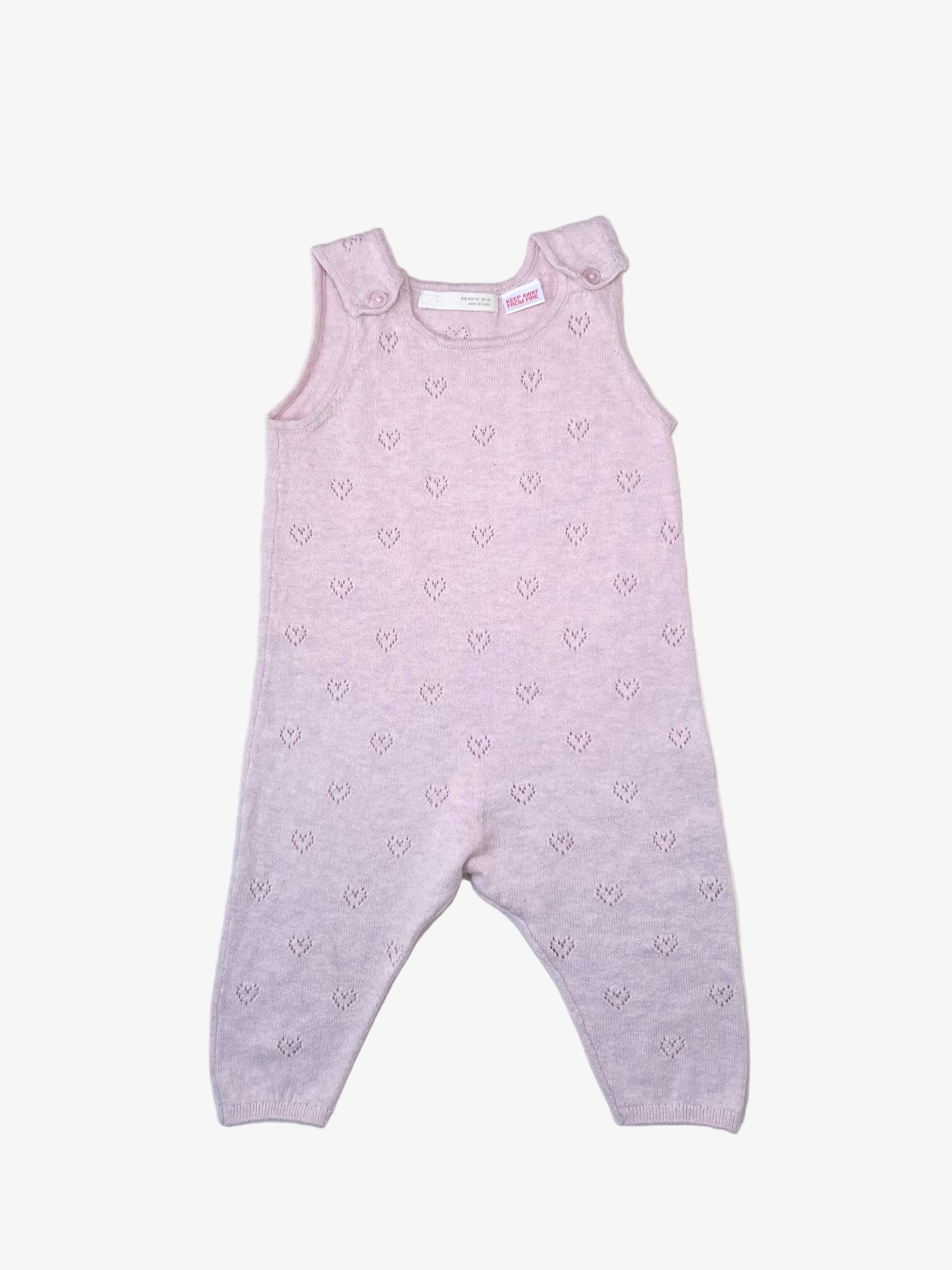 Zara - Heart Knit Jumpsuit (Size 6–9 months)